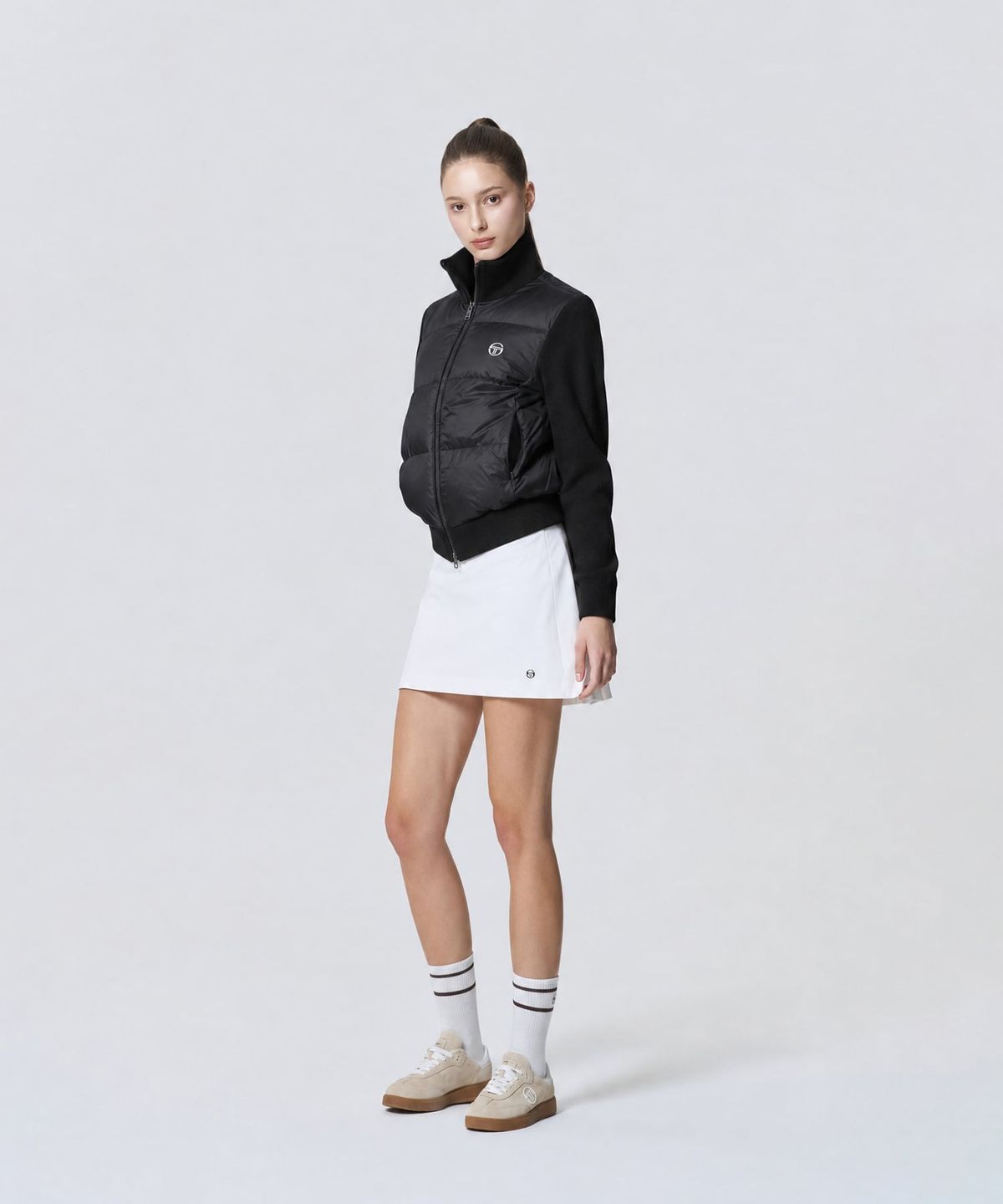 세르지오 타키니(SERGIO TACCHINI) W 스웨터 하이브리드 크롭 다운 (Black)