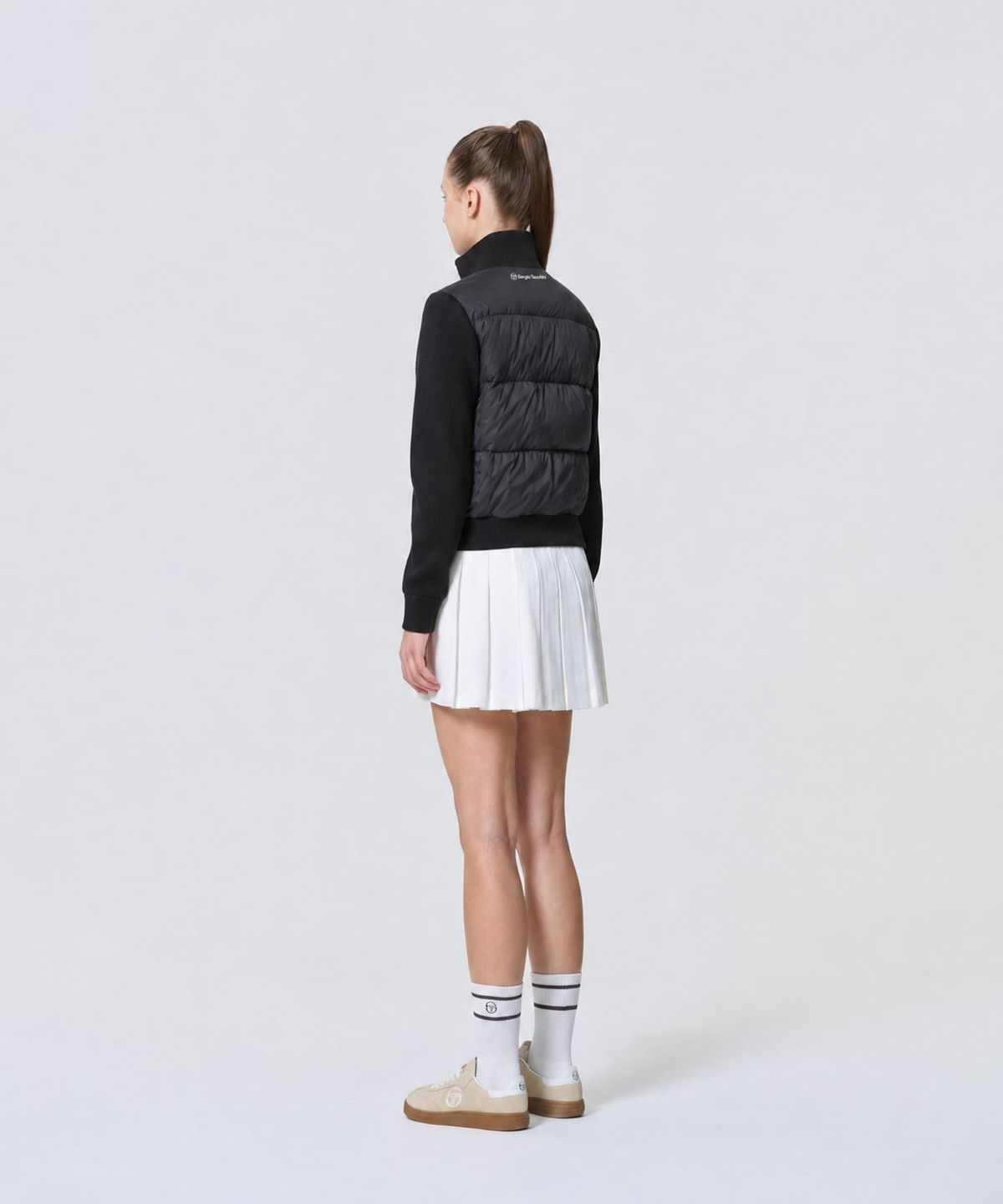세르지오 타키니(SERGIO TACCHINI) W 스웨터 하이브리드 크롭 다운 (Black)