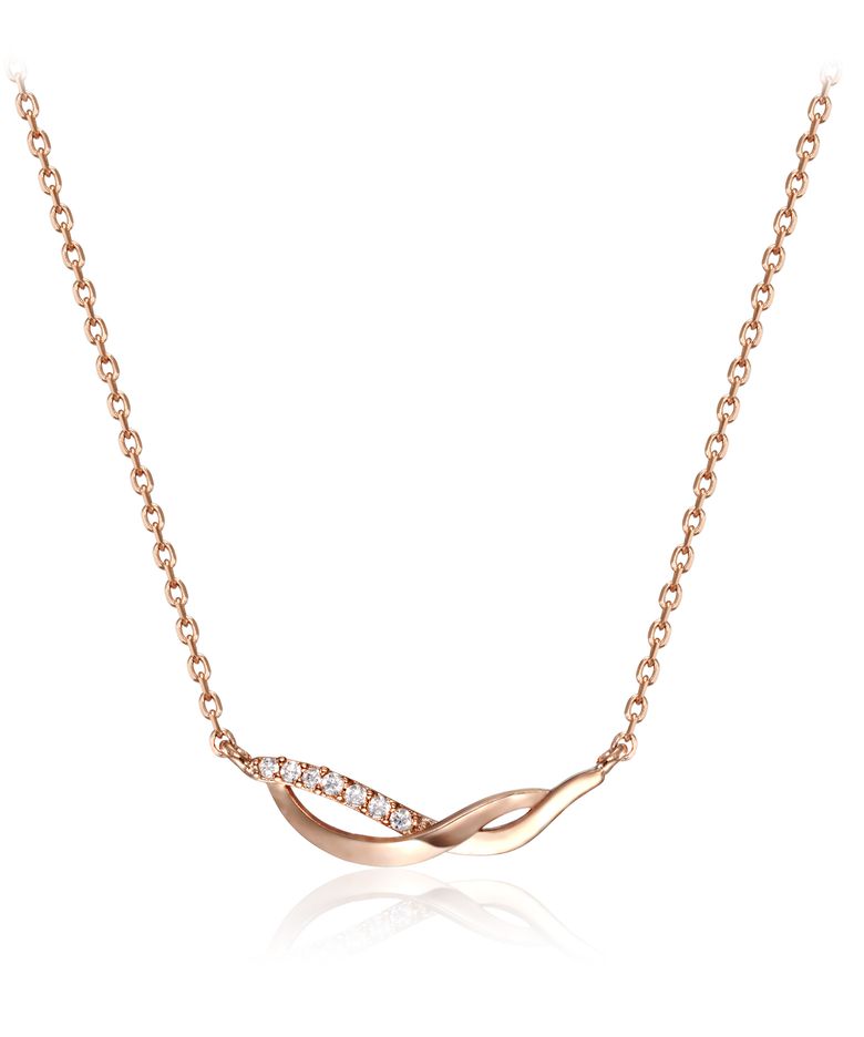 로제 웨이브 라인 목걸이 ELBRNN252 (14K Gold Plated)