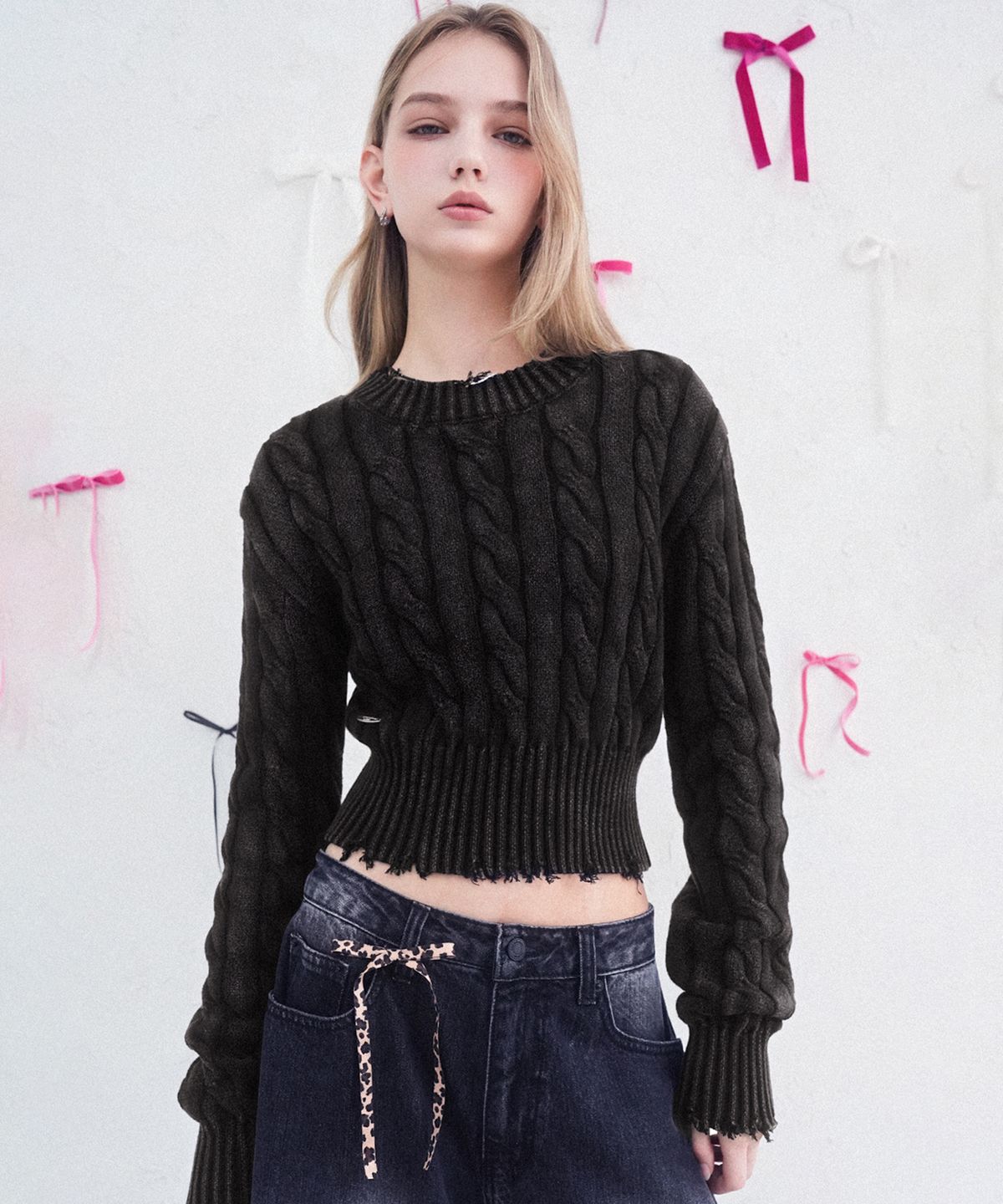 어반드레스(AVANDRESS) Erica Round Damage Knit_3COL