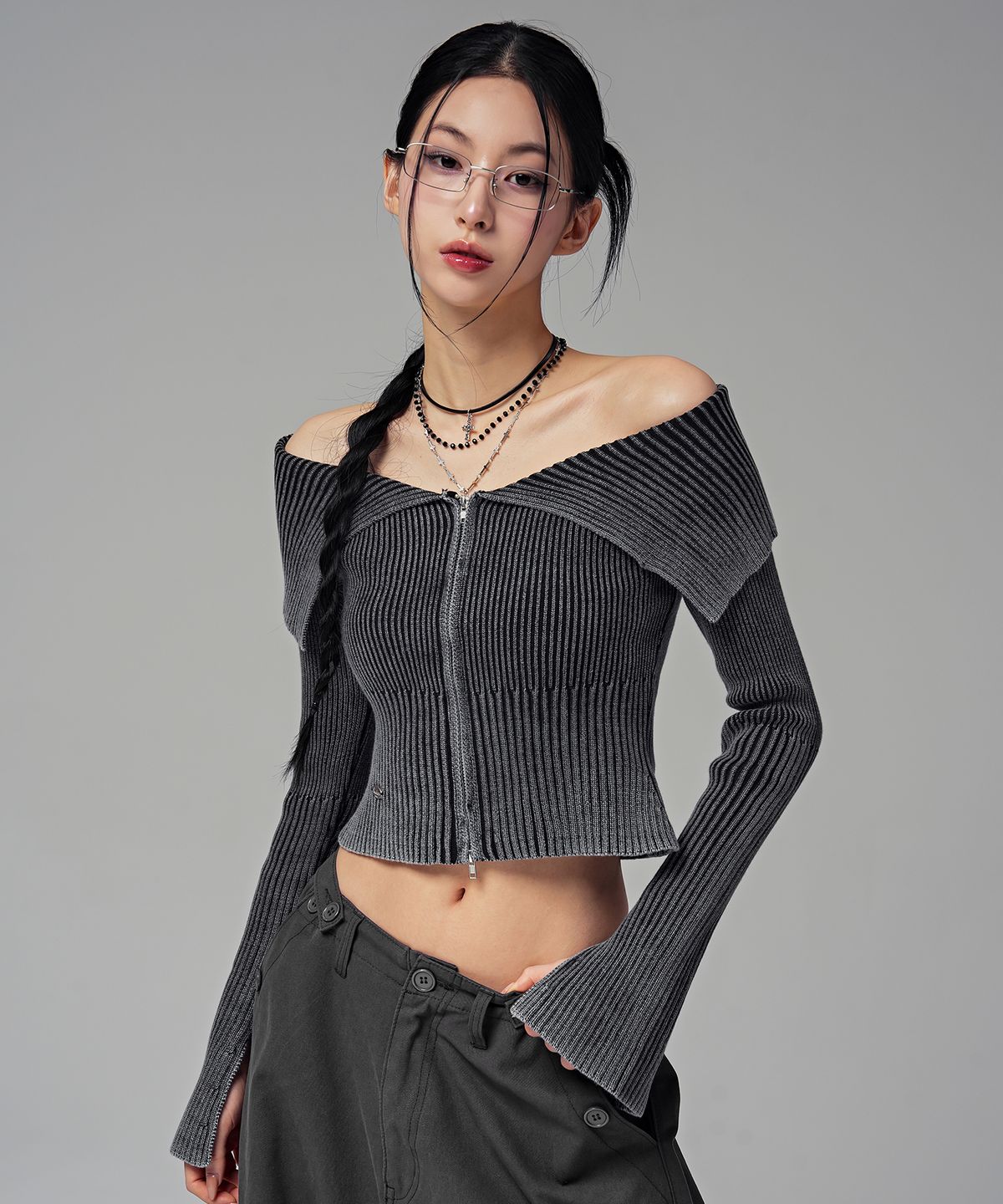 어반드레스(AVANDRESS) Julie Pigment Knit Zip-Up_3COL