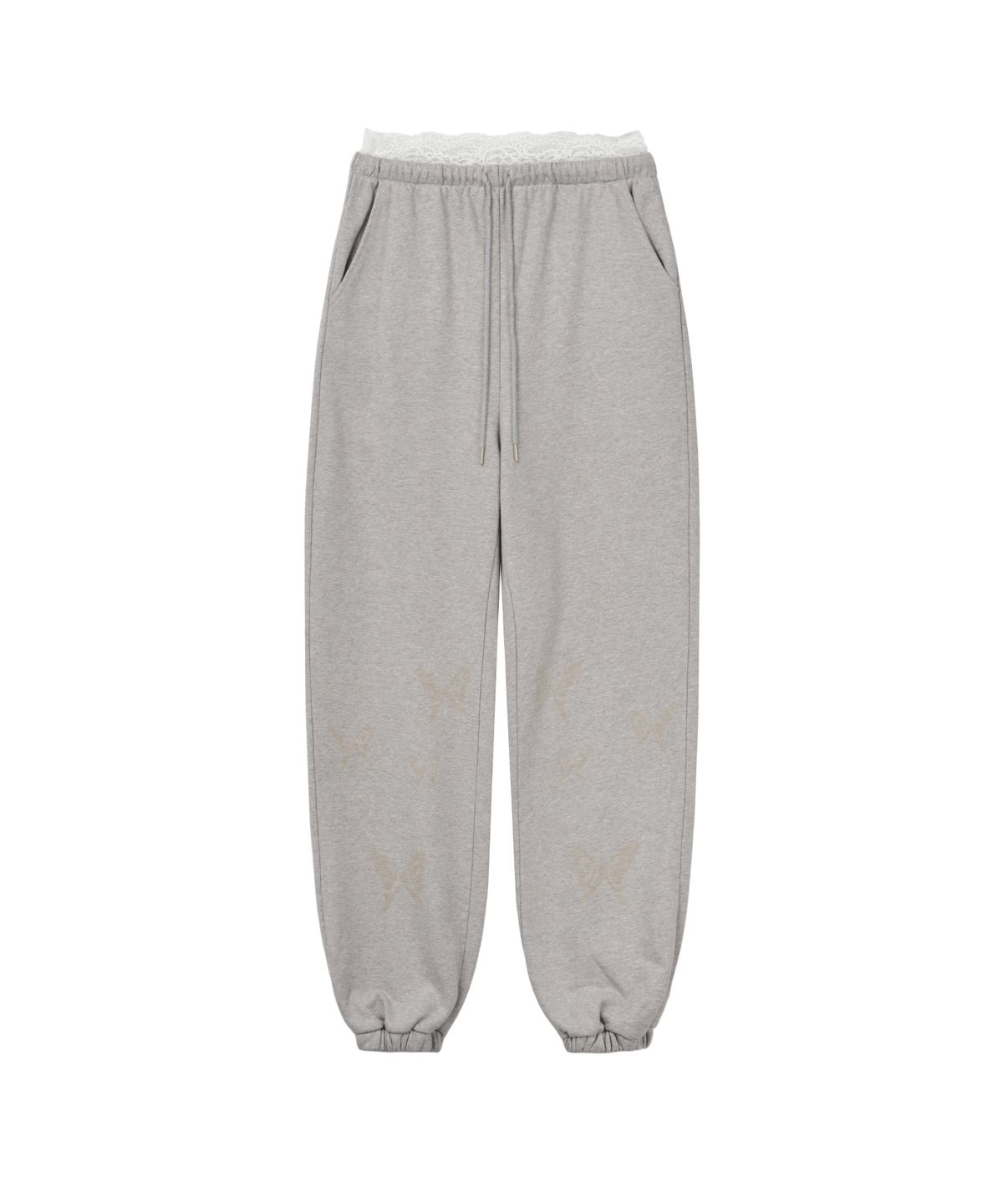 구월십일(GUWOLSIBIL) Laser Lace Layer Sweat Pants Grey Melange