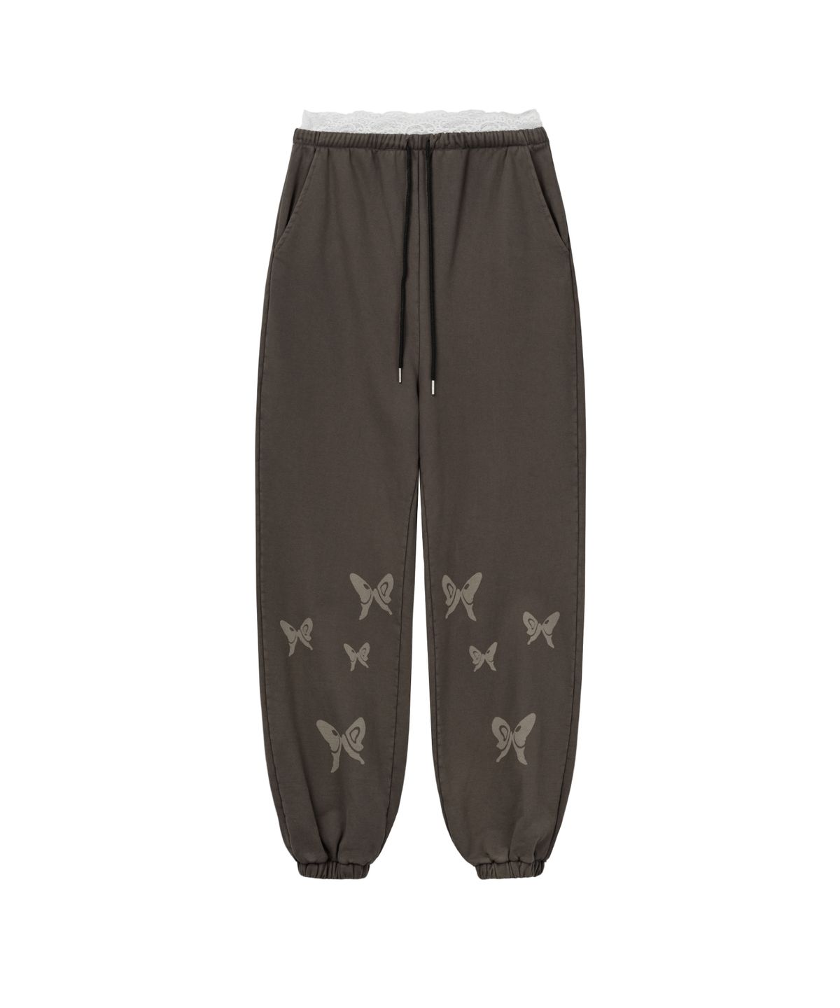 구월십일(GUWOLSIBIL) Laser Lace Layer Sweat Pants Charcoal
