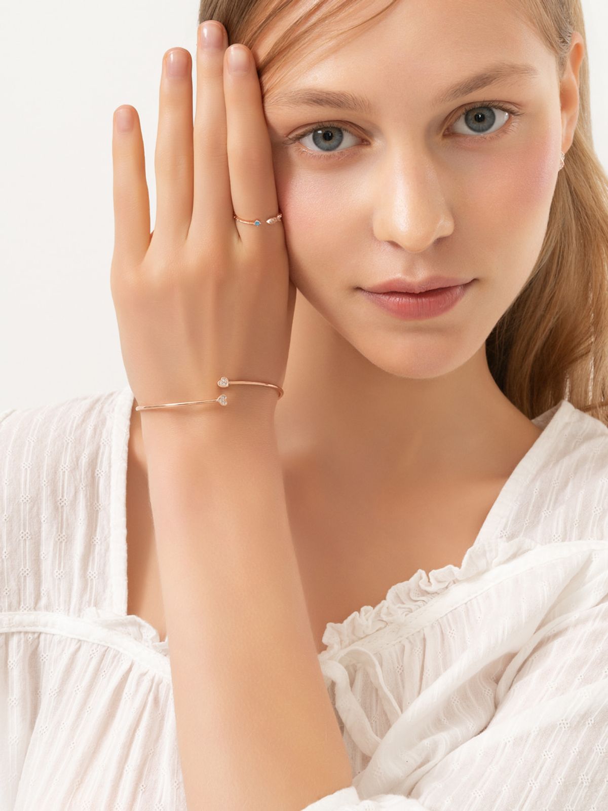 끄란느(CRANNE) 미니 하트 듀오 뱅글 팔찌 C24BB088 (14K Gold Plated)