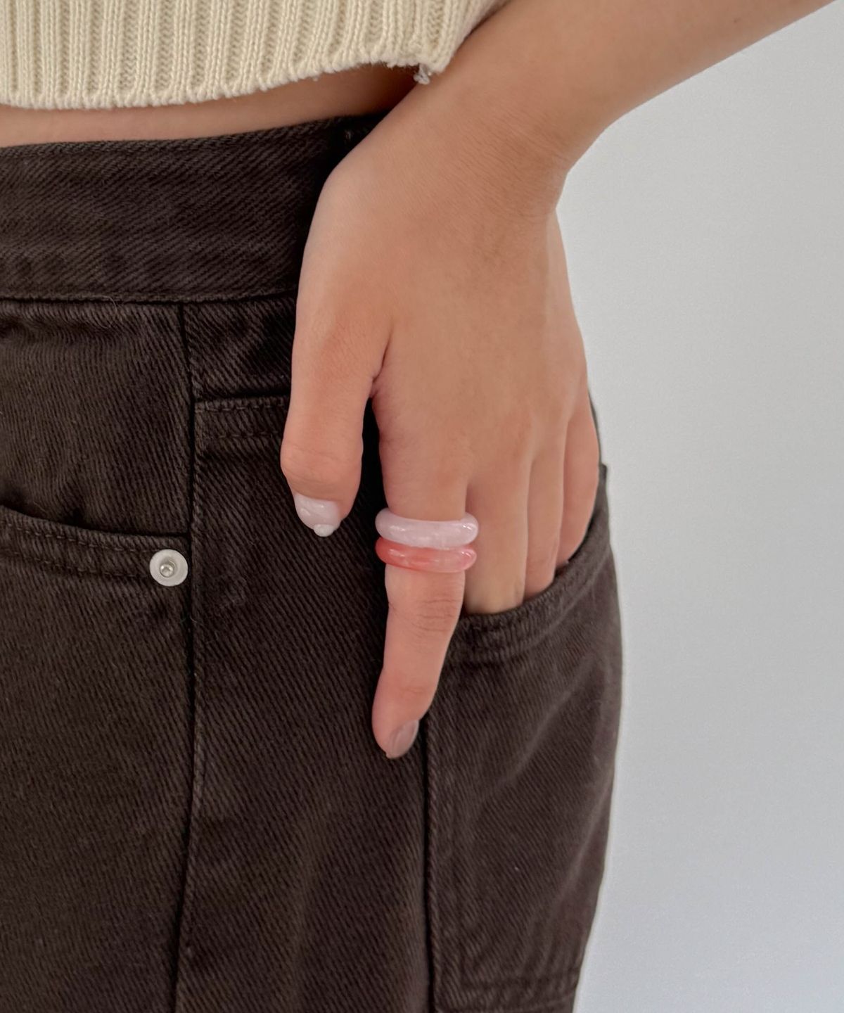 바라두(BARADU) 925 Natural jade layered ring