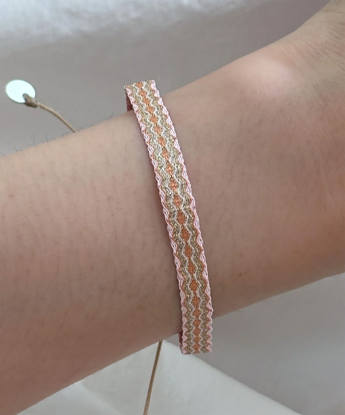 림바(RIMBA) [Leju] Basic Handwoven Bracelet - Pale Pink & Gold
