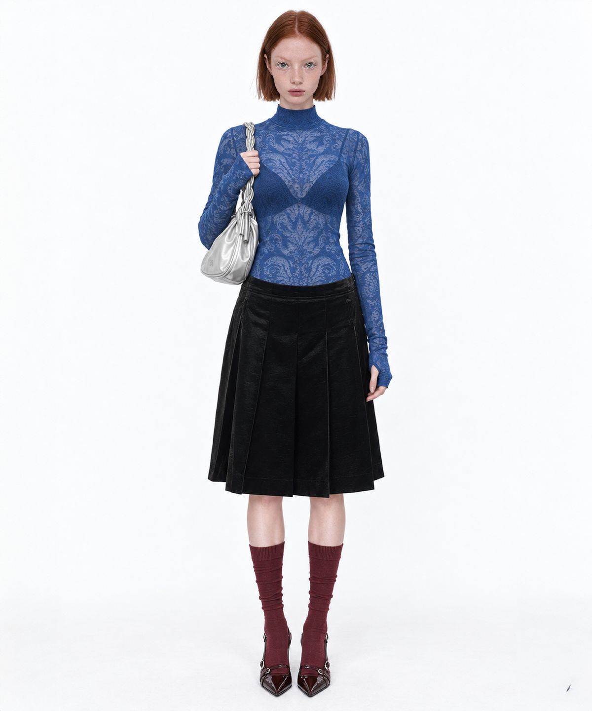 비건타이거(VEGAN TIGER) PAISLEY MOCKNECK TOP_BLUE