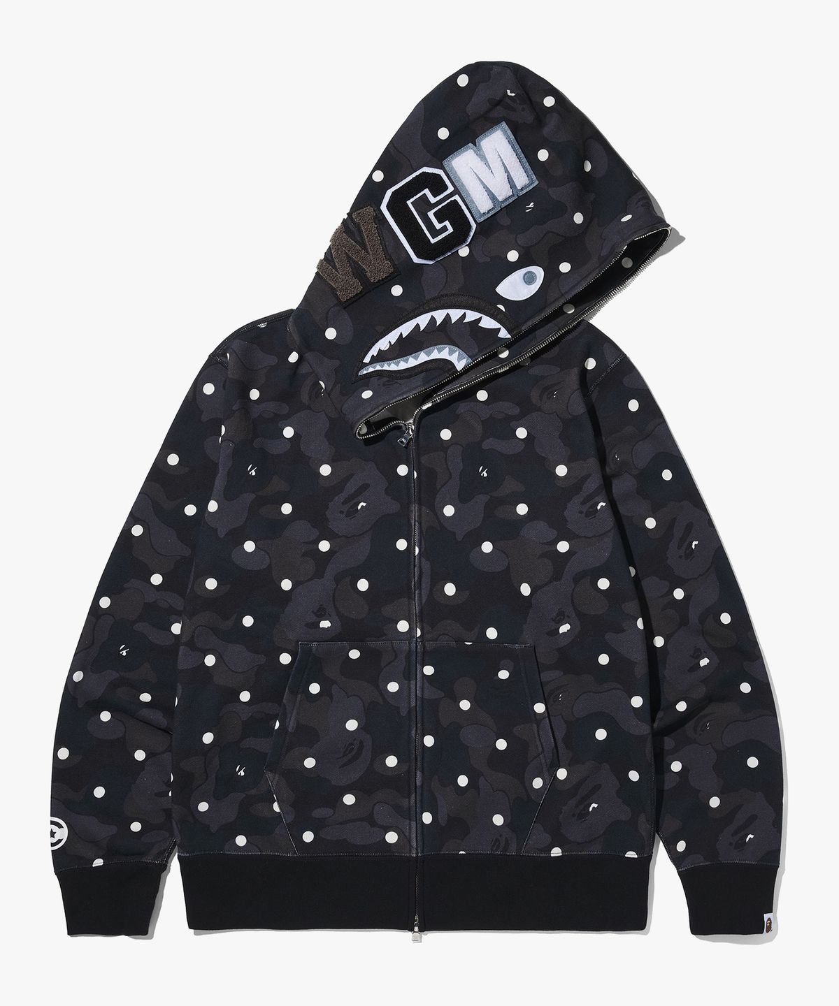 베이프(BAPE) KOREA EXCLUSIVE ABC 도트 샤크 풀 집 후드(M) BLACK