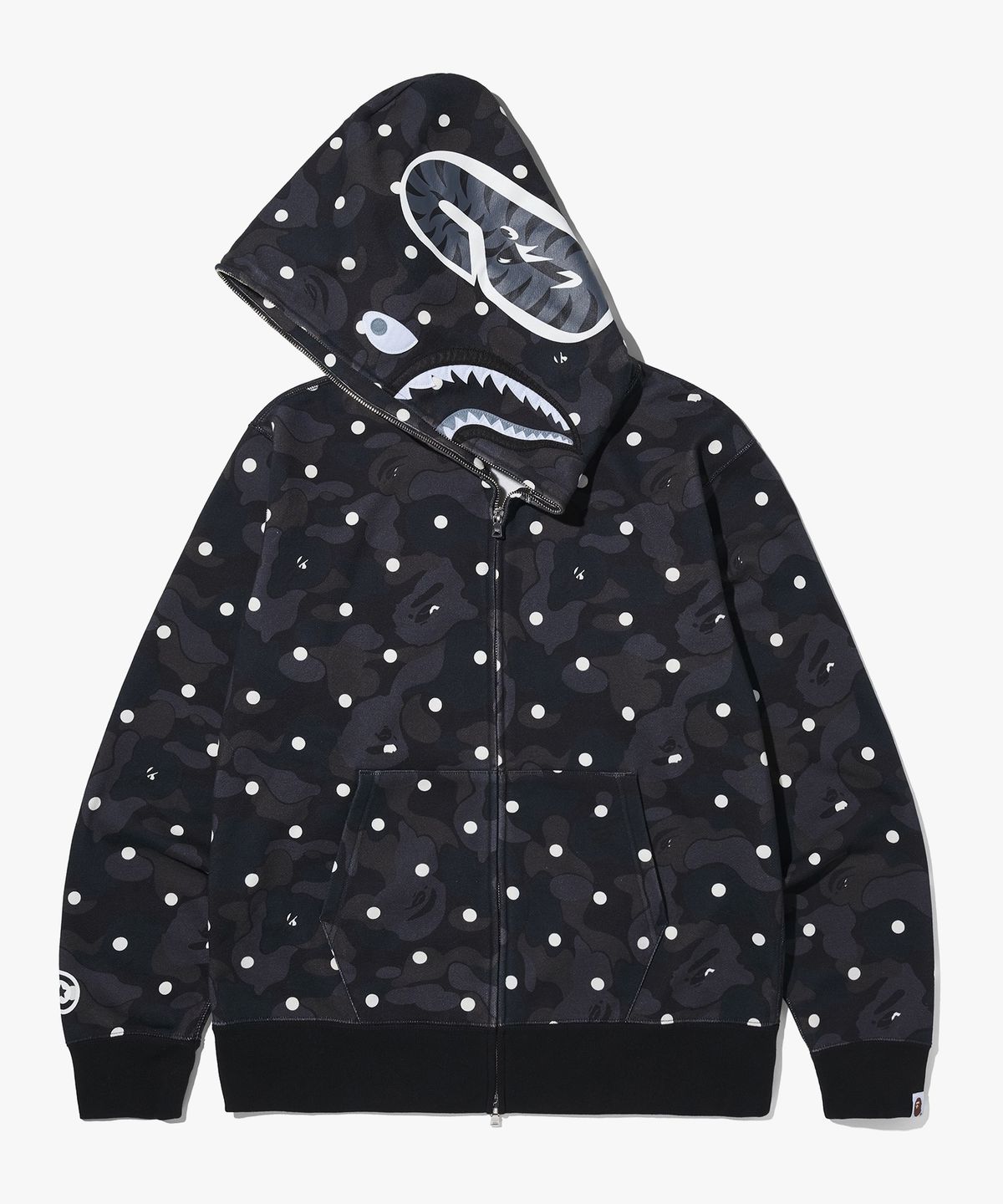 베이프(BAPE) KOREA EXCLUSIVE ABC 도트 샤크 풀 집 후드(M) BLACK
