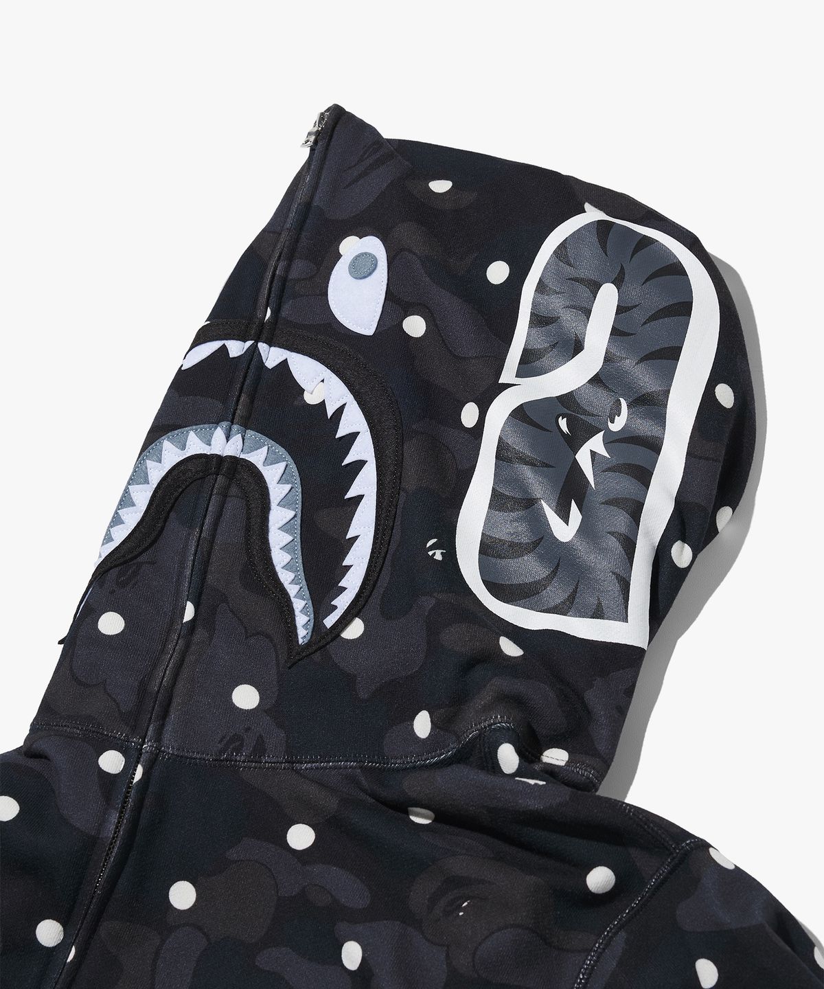 베이프(BAPE) KOREA EXCLUSIVE ABC 도트 샤크 풀 집 후드(M) BLACK