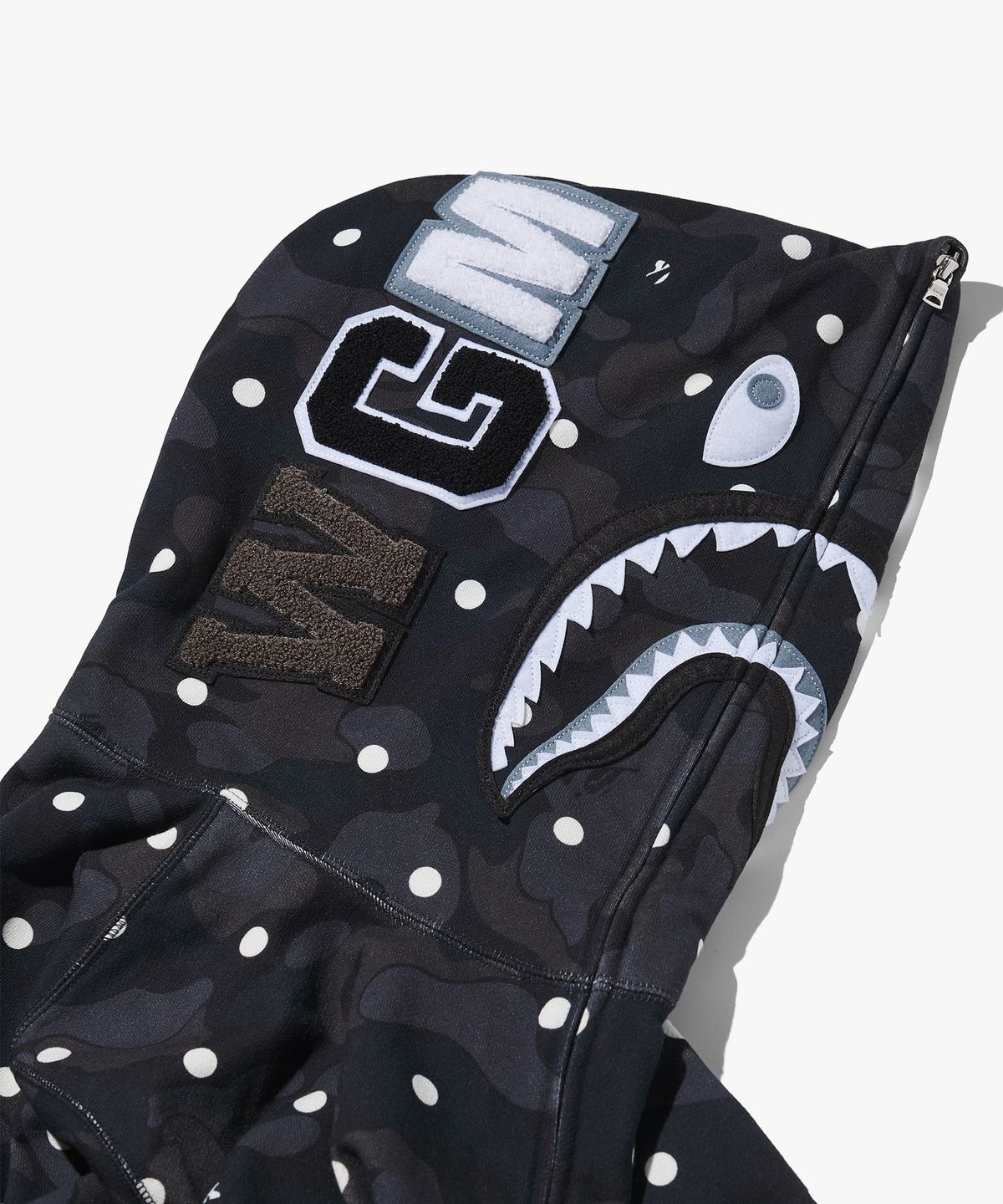 베이프(BAPE) KOREA EXCLUSIVE ABC 도트 샤크 풀 집 후드(M) BLACK
