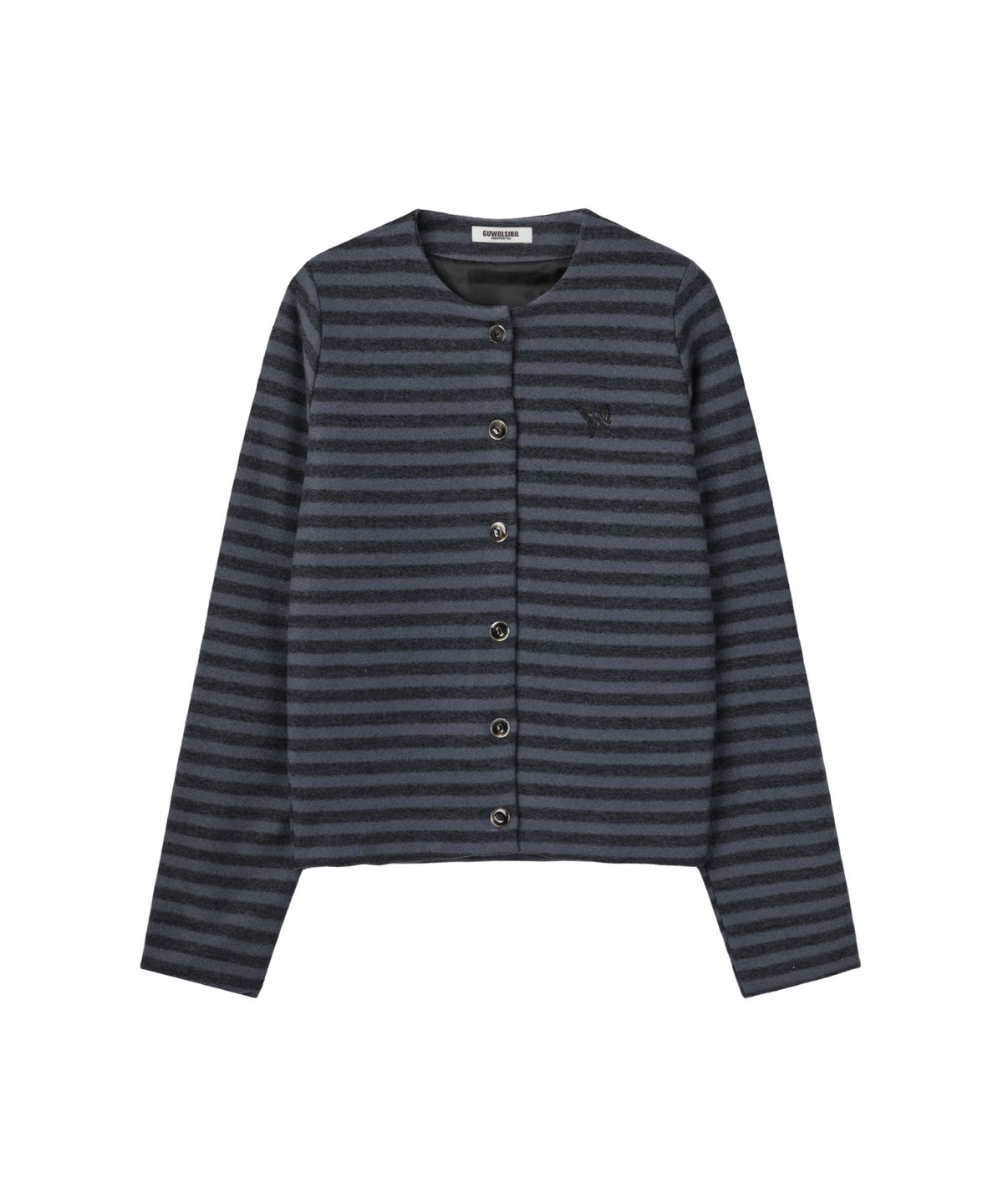 구월십일(GUWOLSIBIL) Stripe Granny Cardigan Charcoal+Black