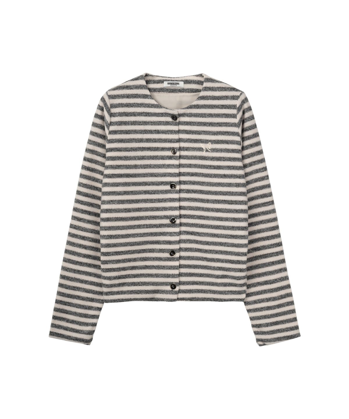 구월십일(GUWOLSIBIL) Stripe Granny Cardigan Ivory+Black