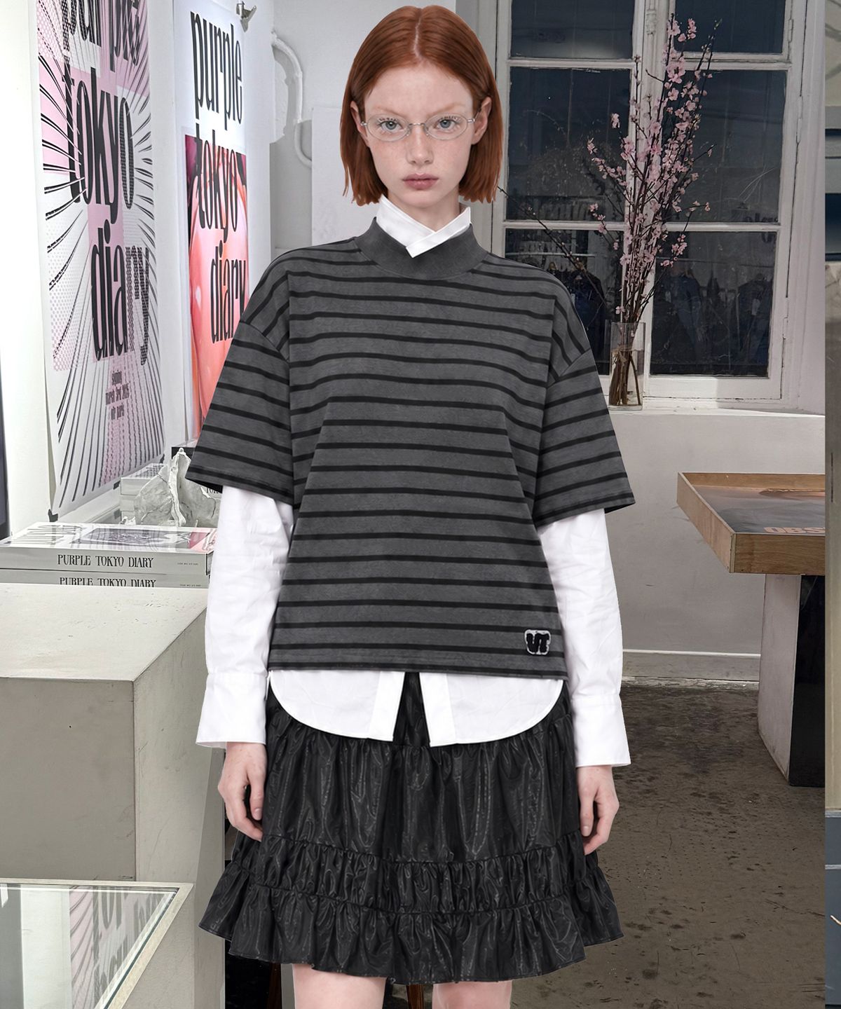 비건타이거(VEGAN TIGER) COMPACT MOCK NECK TOP_GREY