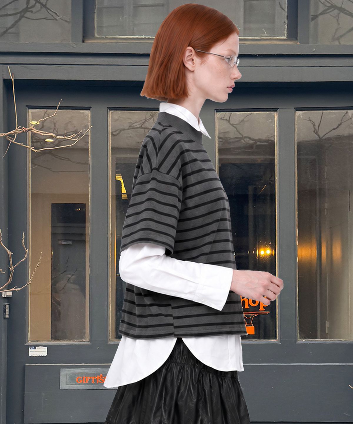 비건타이거(VEGAN TIGER) COMPACT MOCK NECK TOP_GREY