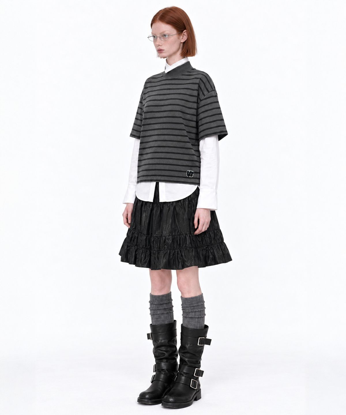 비건타이거(VEGAN TIGER) COMPACT MOCK NECK TOP_GREY