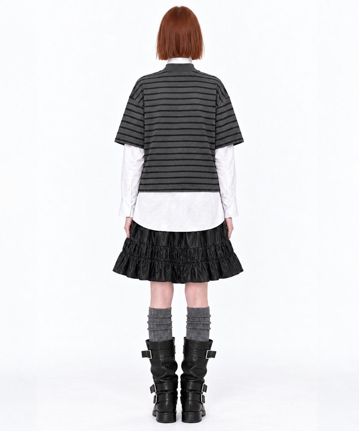 비건타이거(VEGAN TIGER) COMPACT MOCK NECK TOP_GREY