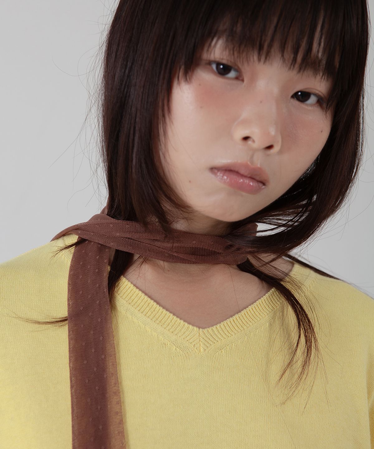 지지(GEEGEE) dot mesh long scarf - terracotta