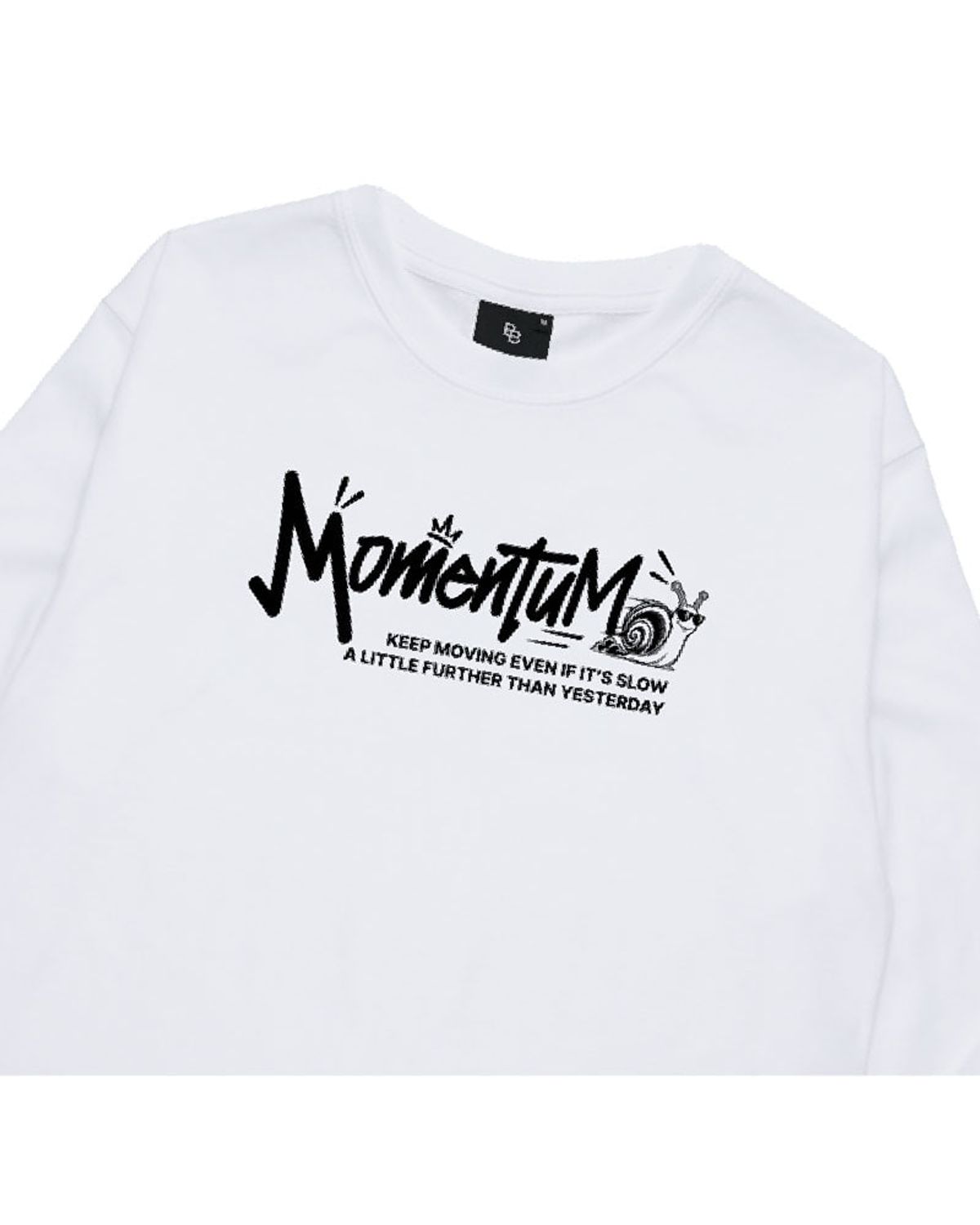 블랭크브릭(BLANKBRICK) 모멘텀 그래픽 긴팔티셔츠(화이트)