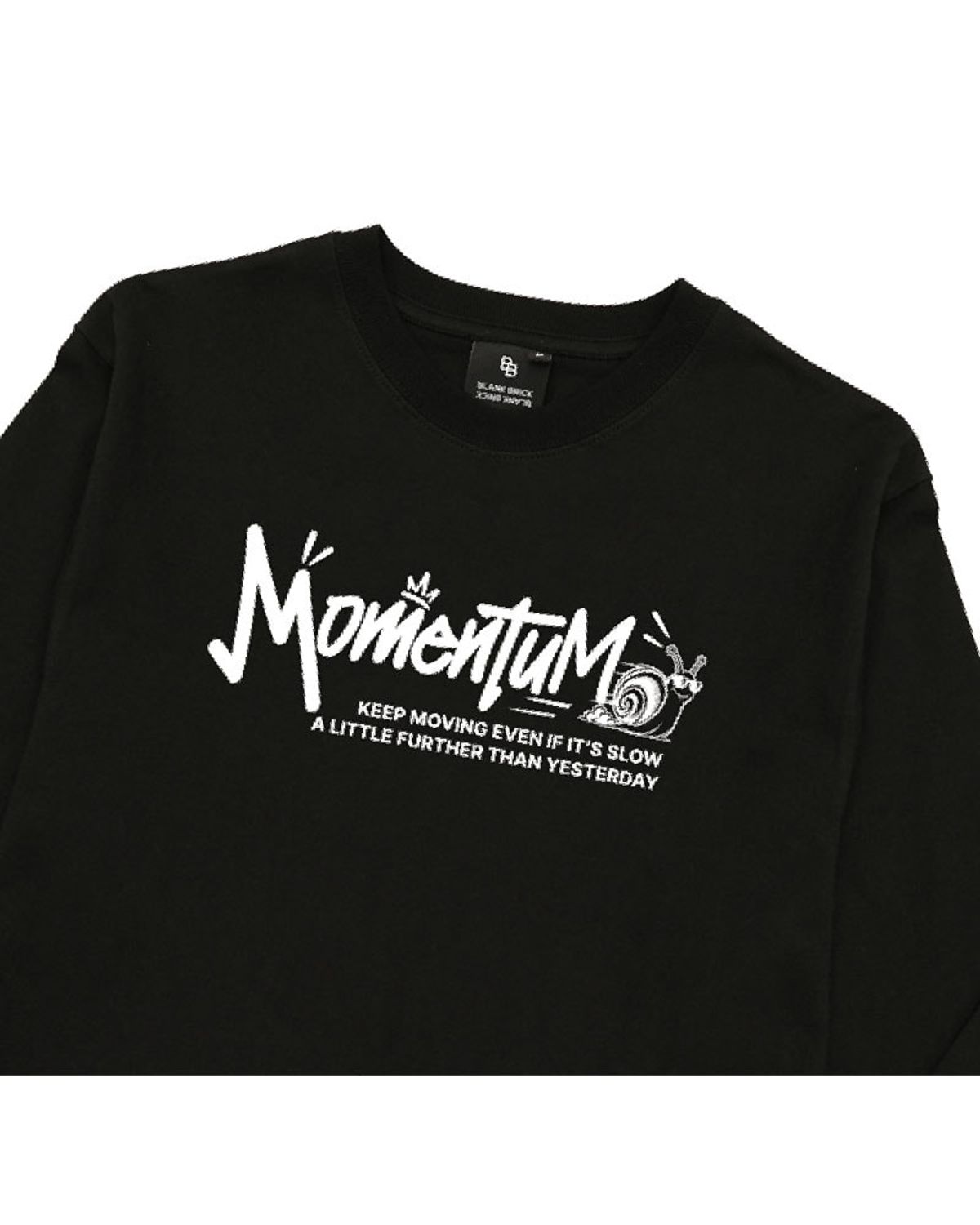 블랭크브릭(BLANKBRICK) 모멘텀 그래픽 긴팔티셔츠(블랙)