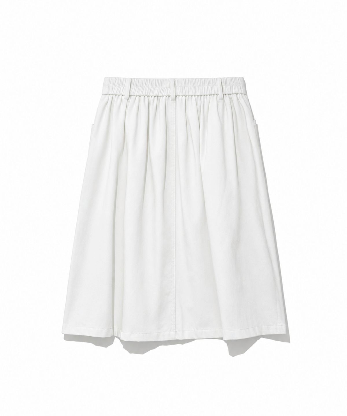 모아(MOAA) Shirred Waist A-Line Midi Skirt (WHITE)
