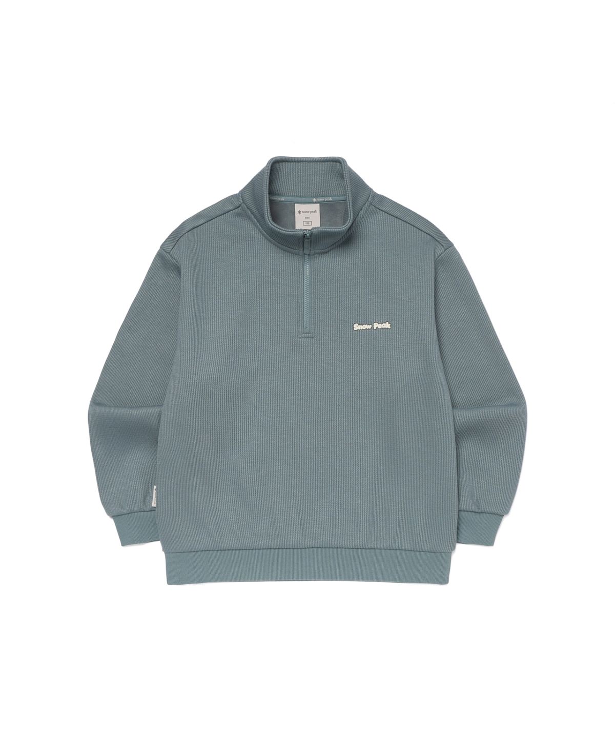 스노우피크 어패럴 키즈(SNOWPEAK APPAREL KIDS) 키즈 골지 니트 반집업 맨투맨 (S26WKFZT80) Blue Mint