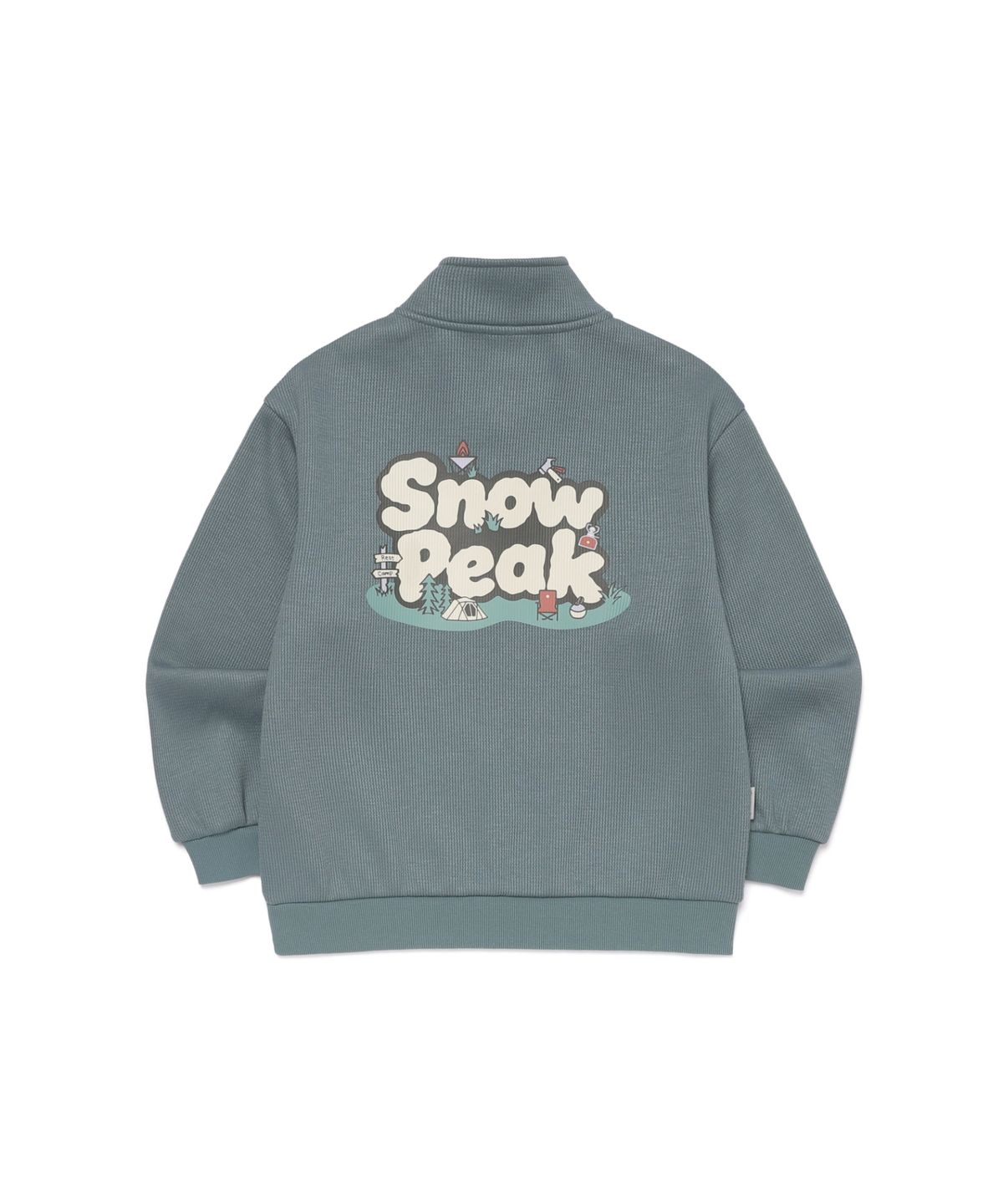 스노우피크 어패럴 키즈(SNOWPEAK APPAREL KIDS) 키즈 골지 니트 반집업 맨투맨 (S26WKFZT80) Blue Mint