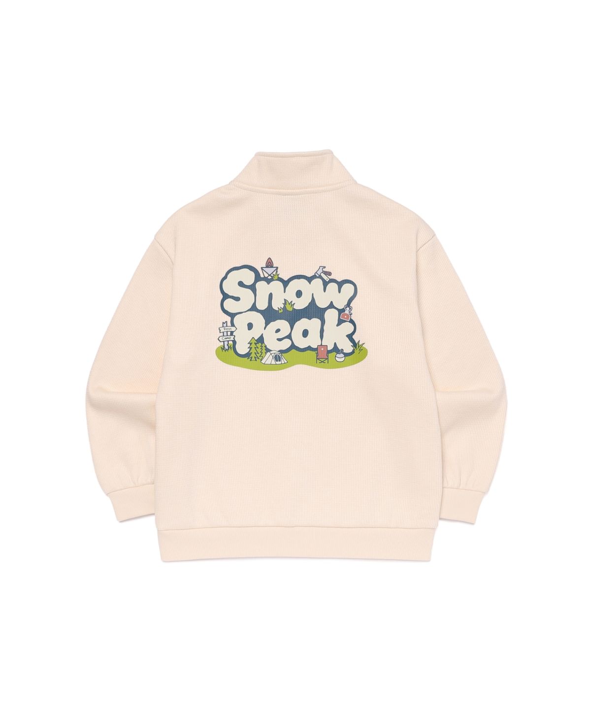 스노우피크 어패럴 키즈(SNOWPEAK APPAREL KIDS) 키즈 골지 니트 반집업 맨투맨 (S26WKFZT80) Butter Ivory