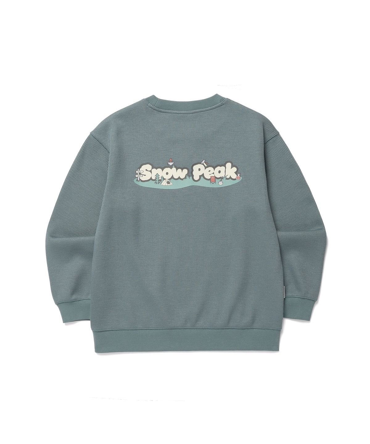 스노우피크 어패럴 키즈(SNOWPEAK APPAREL KIDS) 키즈 골지 니트 맨투맨 (S26WKFHT80) Blue Mint