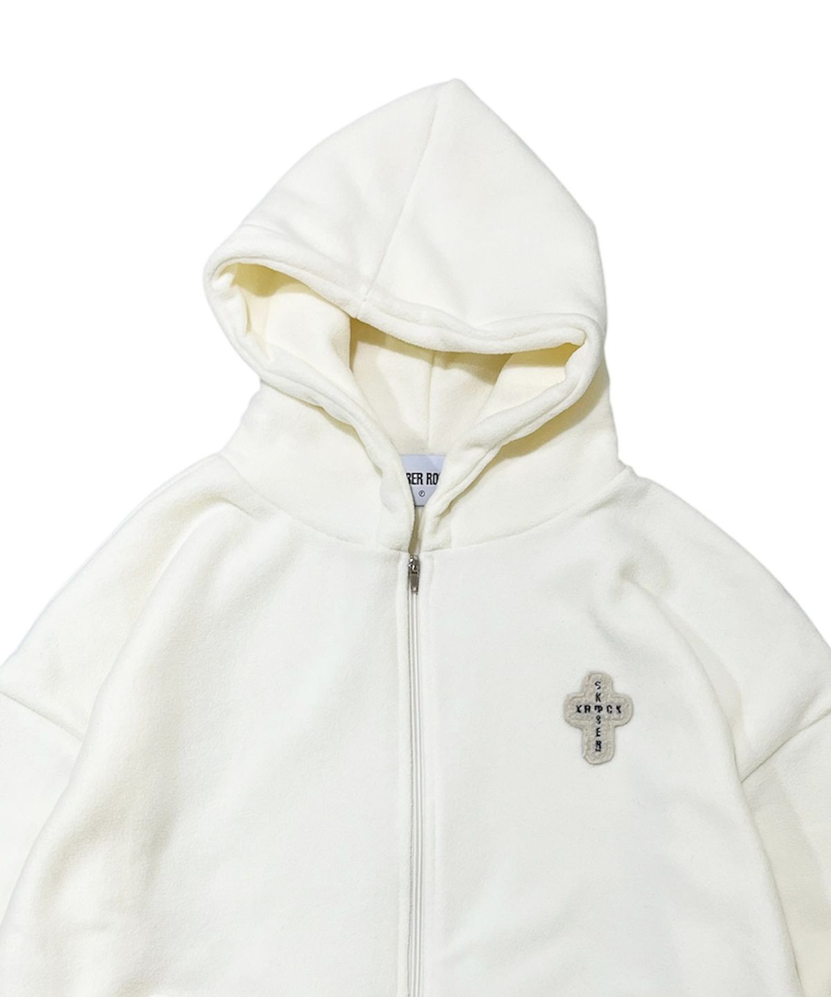 스케이터락(SK8ER ROCK) Cross Fleece Zip-Hoodie (ivory)