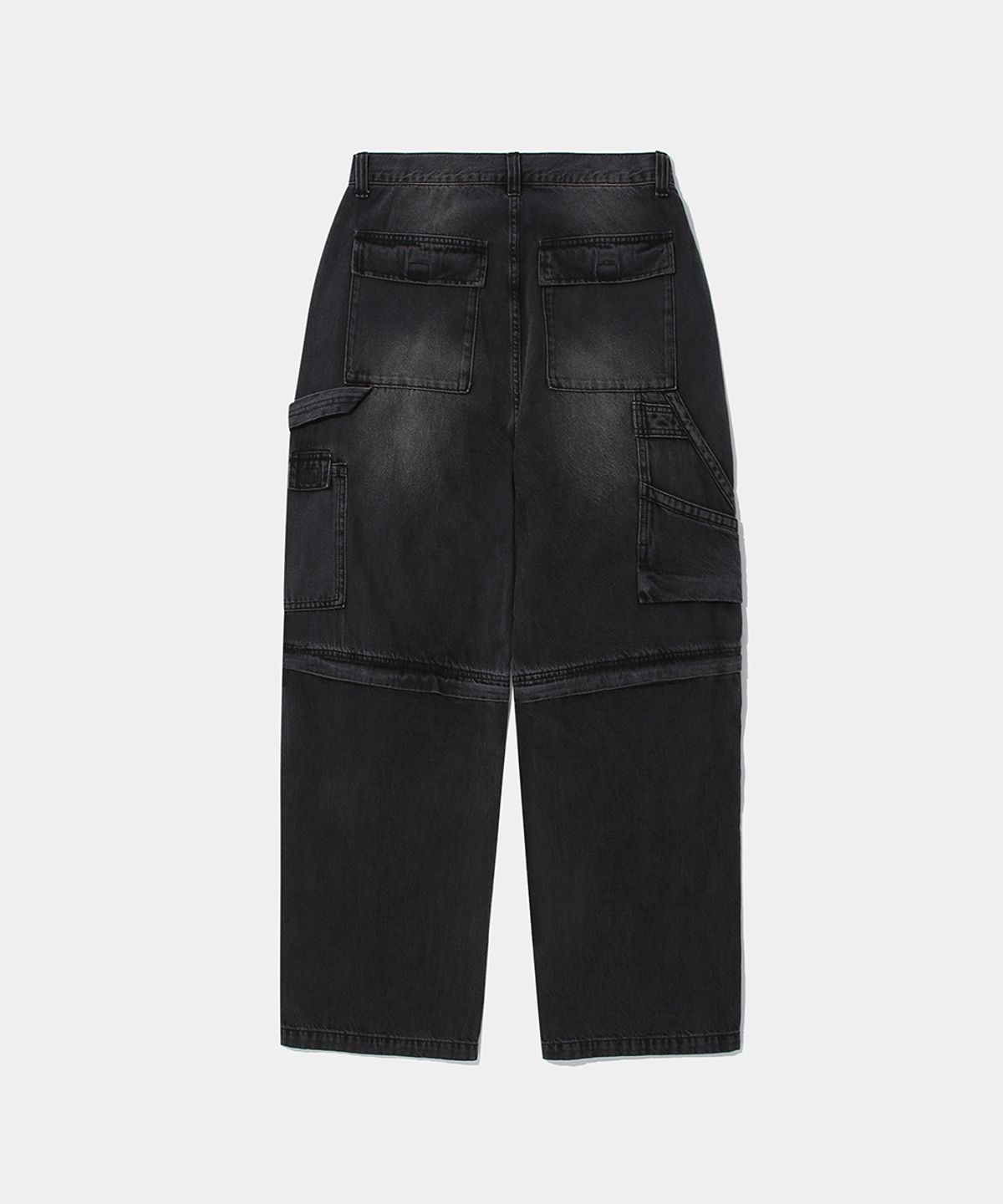 컬럼비아 유니버시티(COLUMBIA UNIVERSITY) ZIP-OFF WIDE CARGO DENIM PANTS_BLACK DENIM