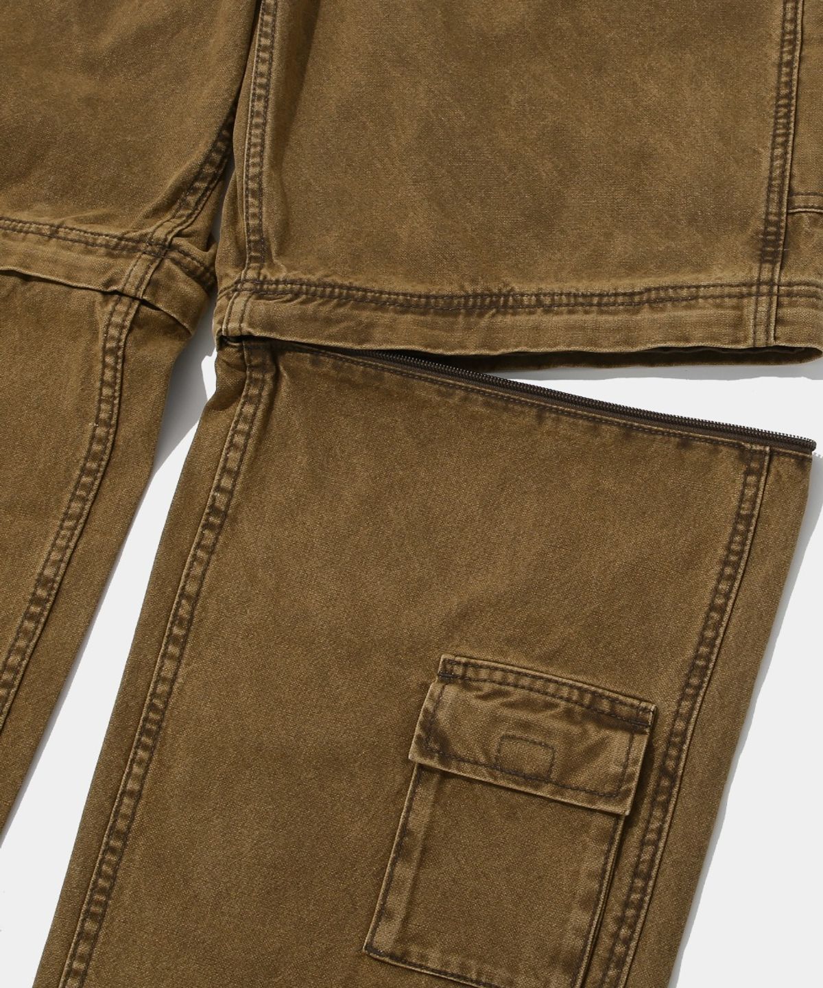 컬럼비아 유니버시티(COLUMBIA UNIVERSITY) ZIP-OFF WIDE CARGO DENIM PANTS_BROWN
