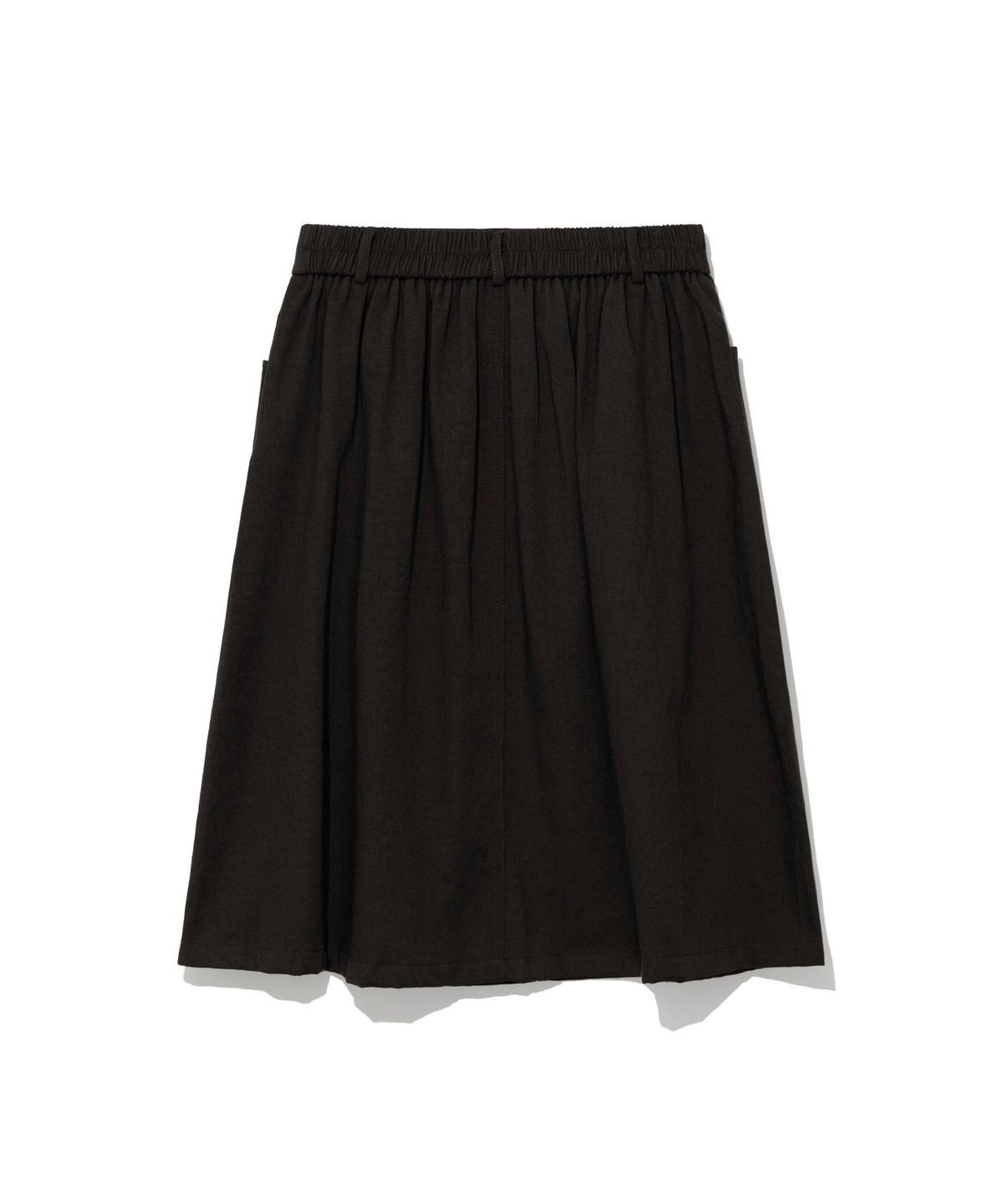 모아(MOAA) Shirred Waist A-Line Midi Skirt (BLACK)