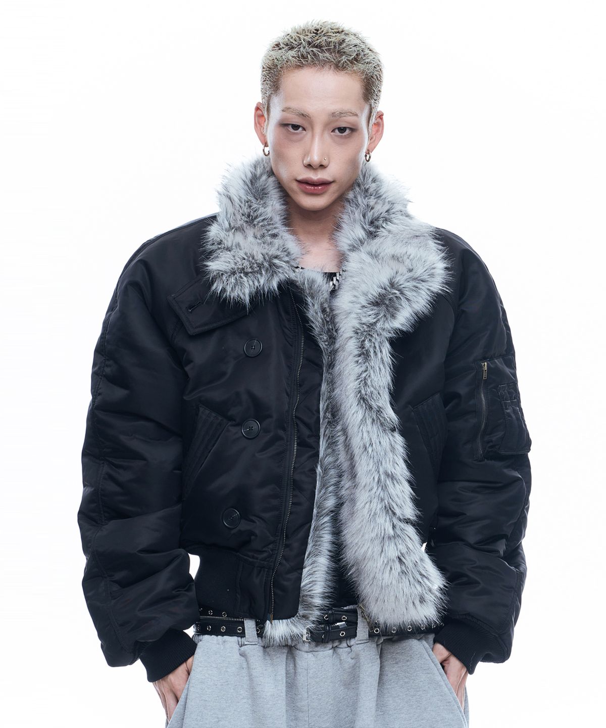 EASY NO EASY（イージーノーイージー）の「Heavy Cropped MA-1 Jacket - Black（Jackets/Outerwear）」