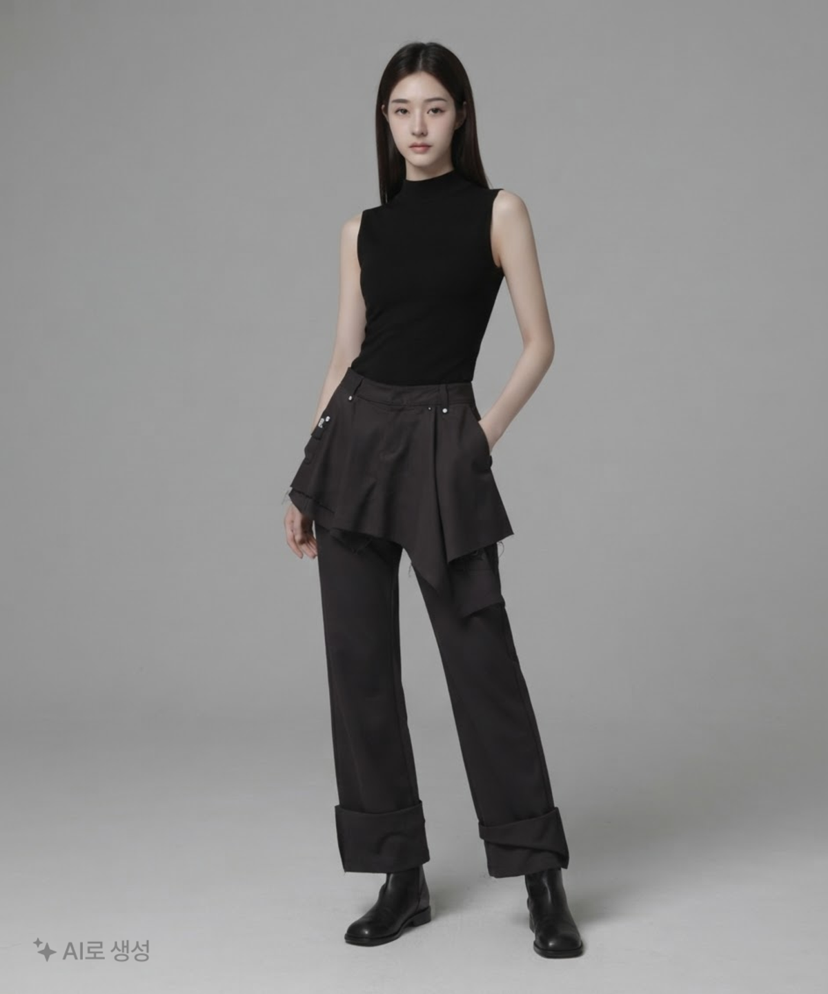 락케이크(ROCKCAKE) Bootcut Hook Skirt Pants - Black S
