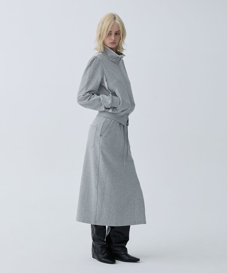 그런지 컷오프 스웨트 롱스커트 [Grey]