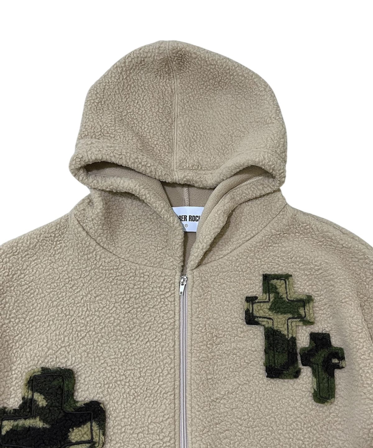 스케이터락(SK8ER ROCK) Camo Cross Fleece Zip Hoodie (beige)