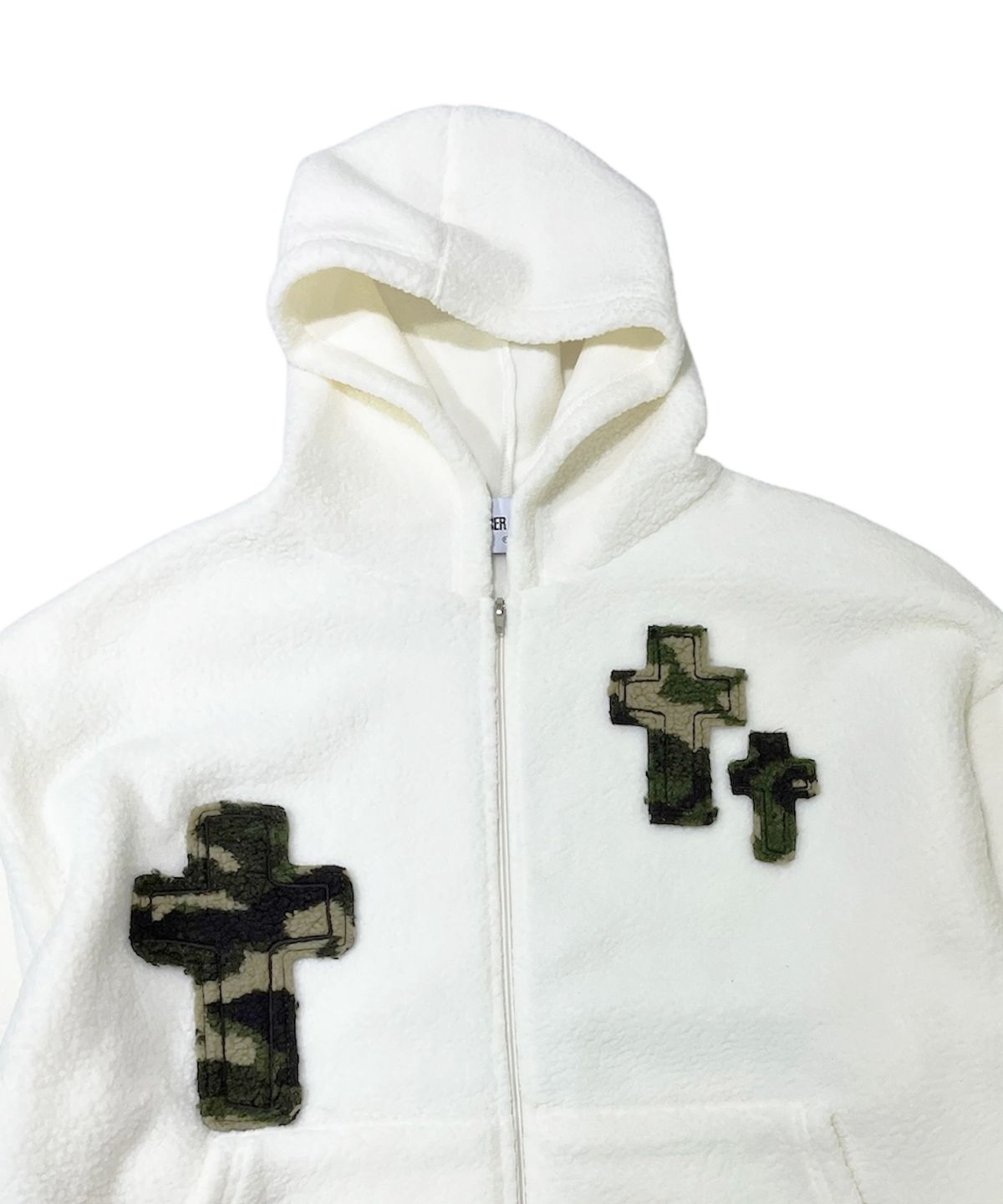 스케이터락(SK8ER ROCK) Camo Cross Fleece Zip Hoodie (ivory)