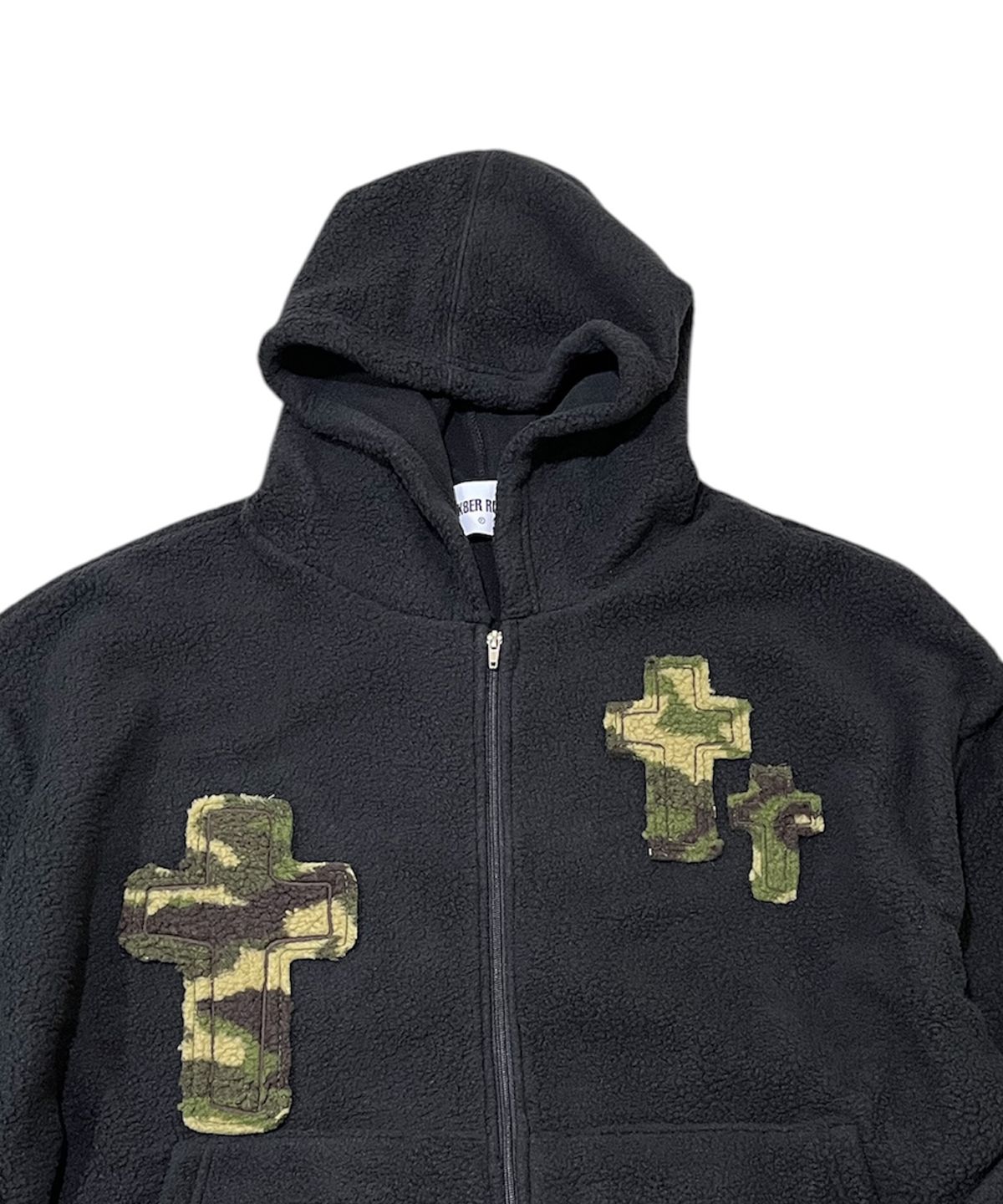 스케이터락(SK8ER ROCK) Camo Cross Fleece Zip Hoodie (black)