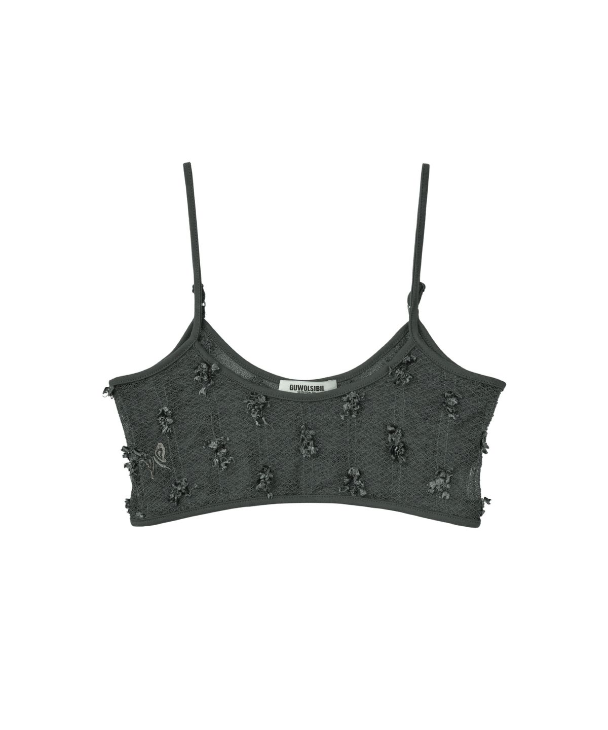 구월십일(GUWOLSIBIL) Feathers Layered Bra Top Charcoal