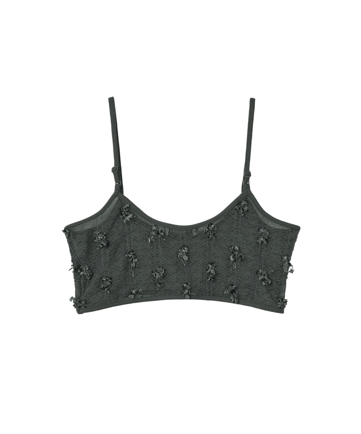 구월십일(GUWOLSIBIL) Feathers Layered Bra Top Charcoal