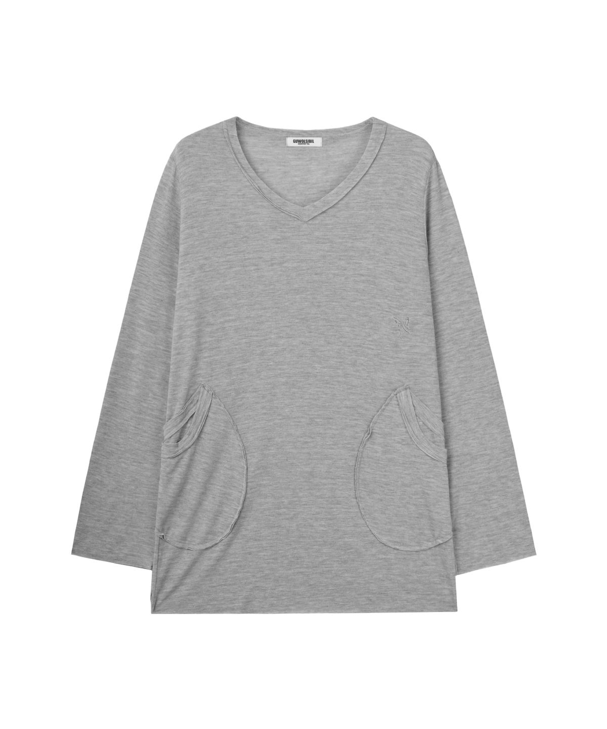 구월십일(GUWOLSIBIL) Neck Layer Long Sleeveless Grey Melange