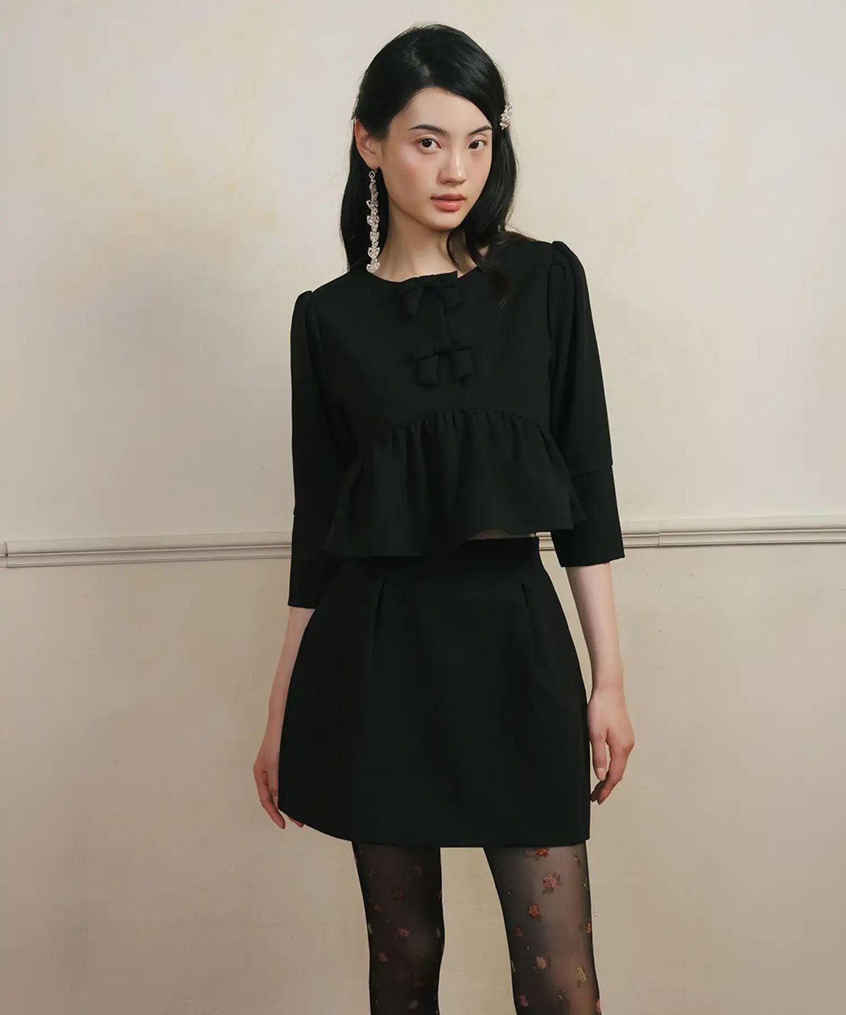 가니송(GANISONG) 브라이덜 오데뜨 페플럼 자켓_블랙