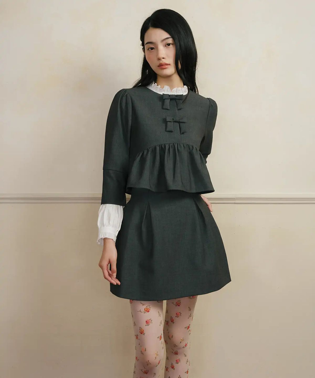가니송(GANISONG) 브라이덜 오데뜨 스커트_차콜