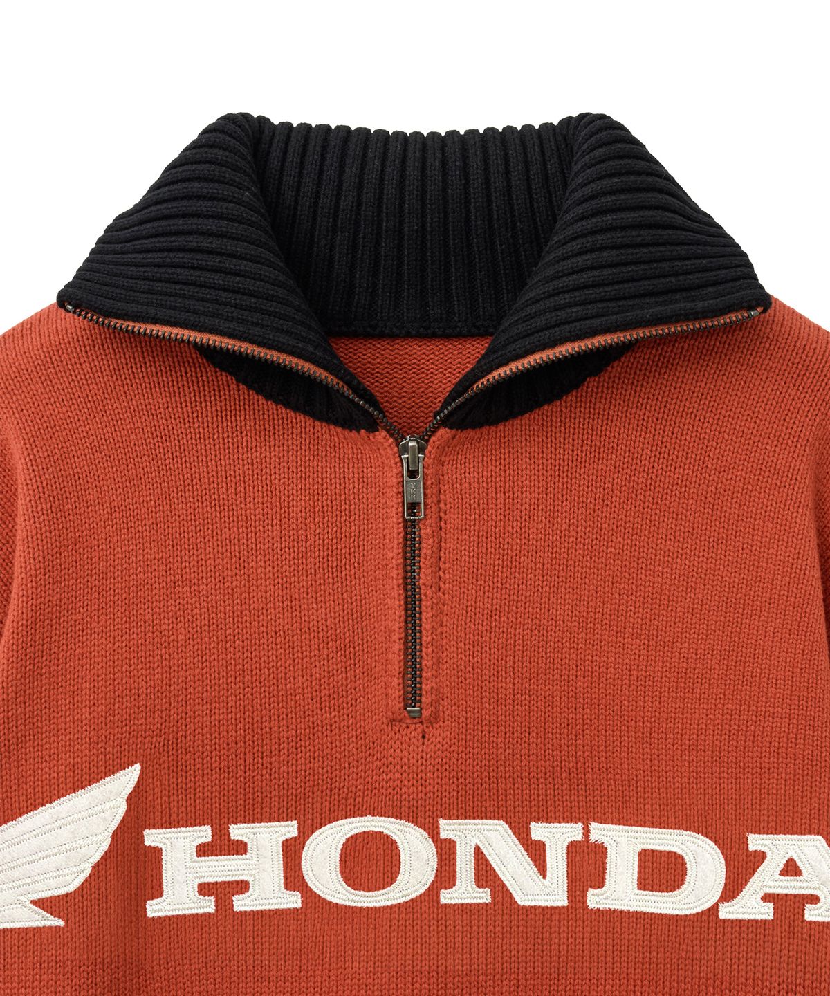 핍스 모터사이클(PHYPS MOTORCYCLE) Women Motorsport Heritage Stripe Half Zip Knit Orange