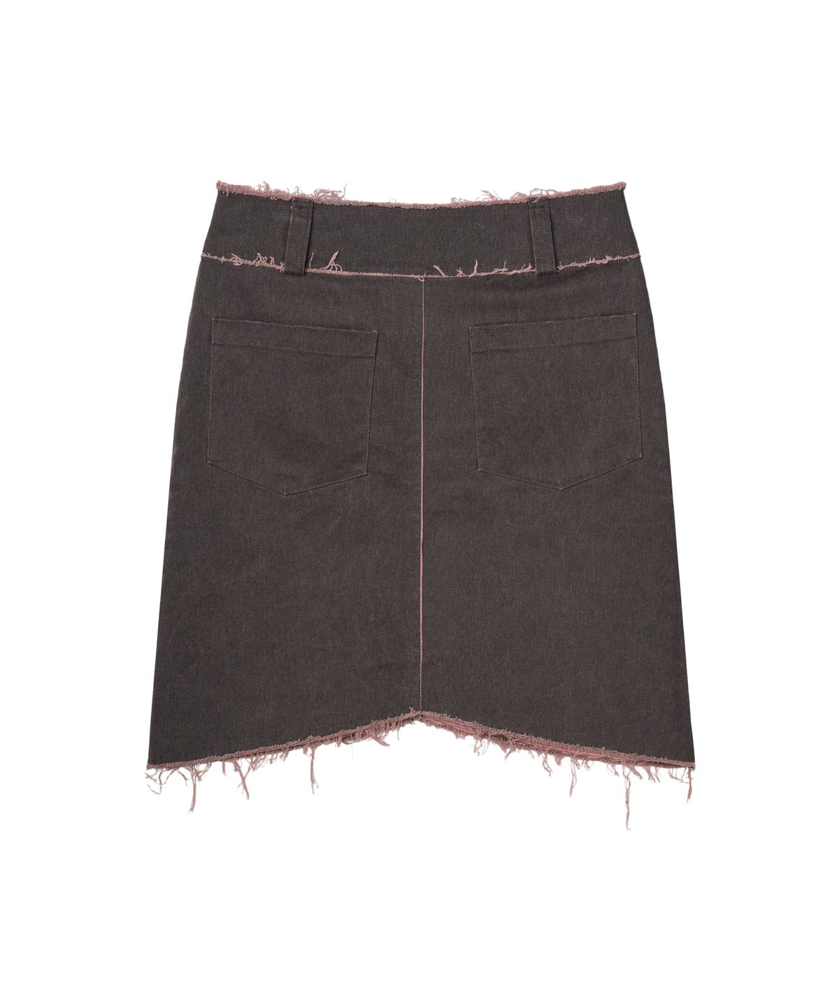 구월십일(GUWOLSIBIL) Raw edge Midi Skirt Washed Pink denim