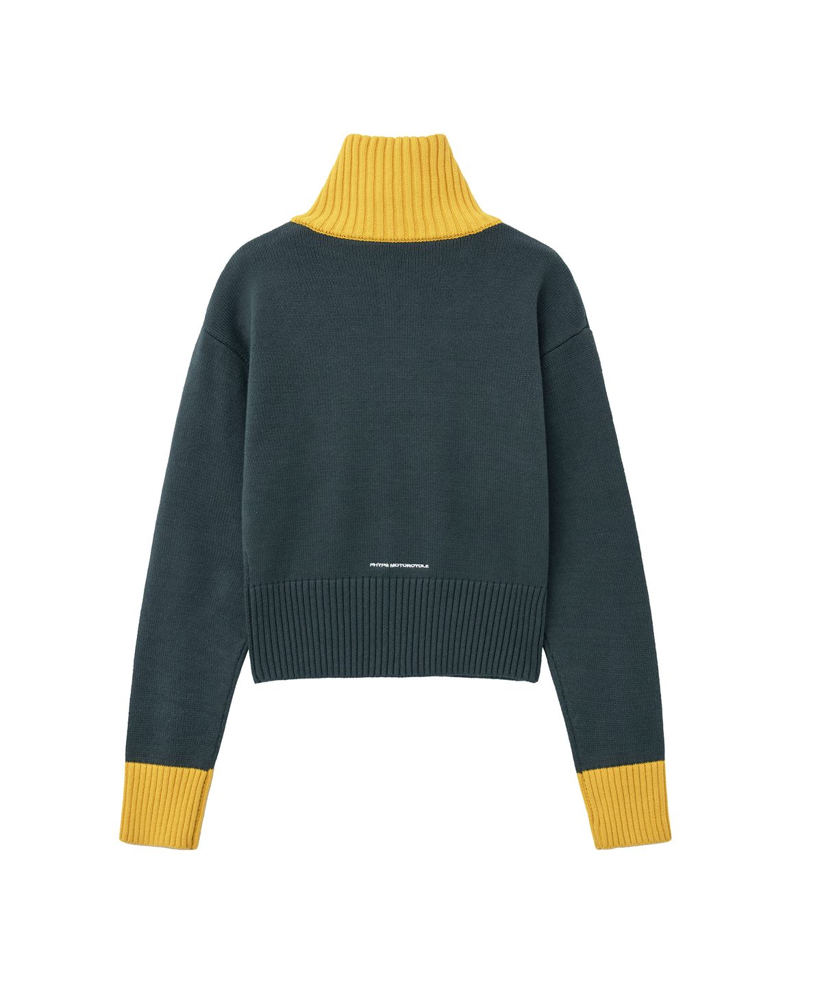 핍스 모터사이클(PHYPS MOTORCYCLE) Women Motorsport Heritage Stripe Half Zip Knit Dark Green