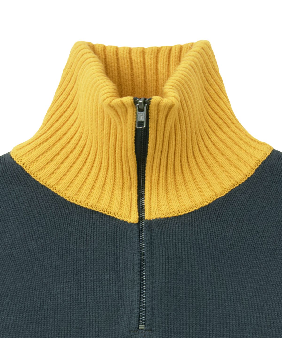 핍스 모터사이클(PHYPS MOTORCYCLE) Women Motorsport Heritage Stripe Half Zip Knit Dark Green