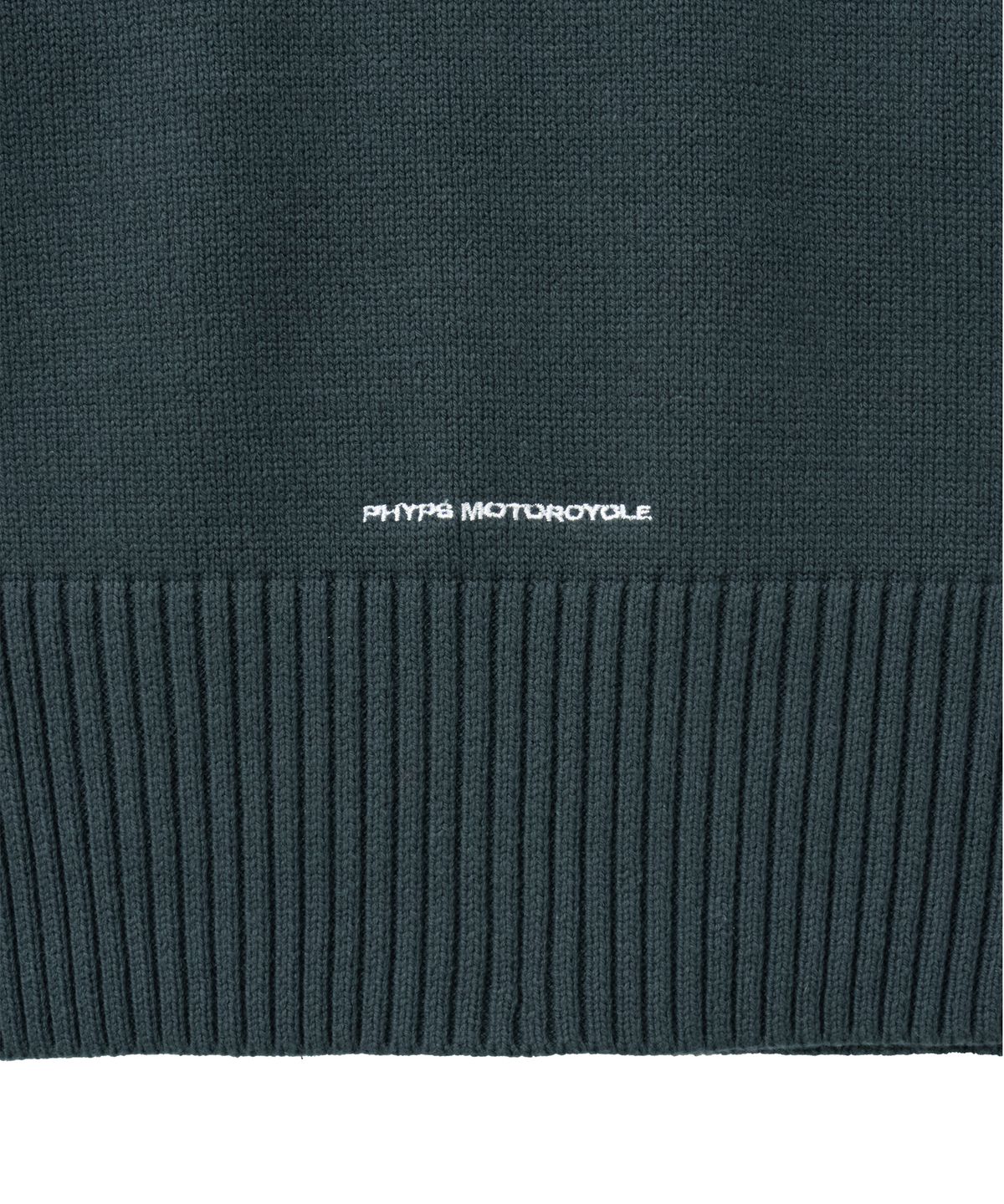 핍스 모터사이클(PHYPS MOTORCYCLE) Women Motorsport Heritage Stripe Half Zip Knit Dark Green