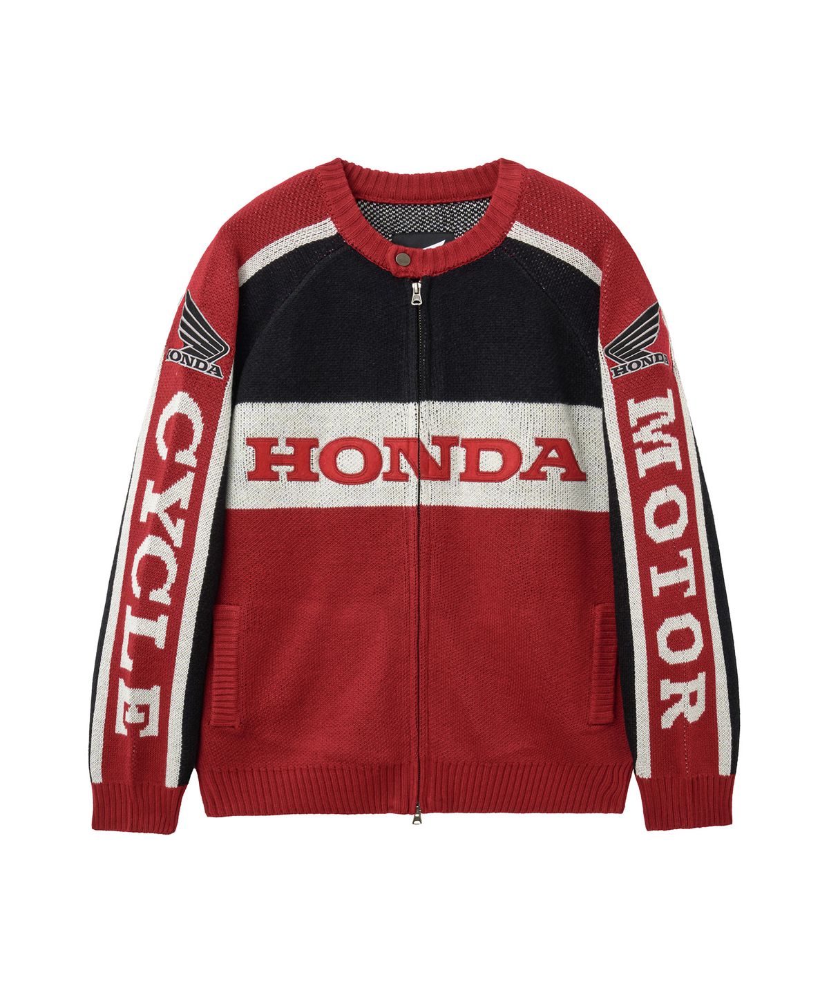 핍스 모터사이클(PHYPS MOTORCYCLE) Big Logo Knit Zip-Up Red